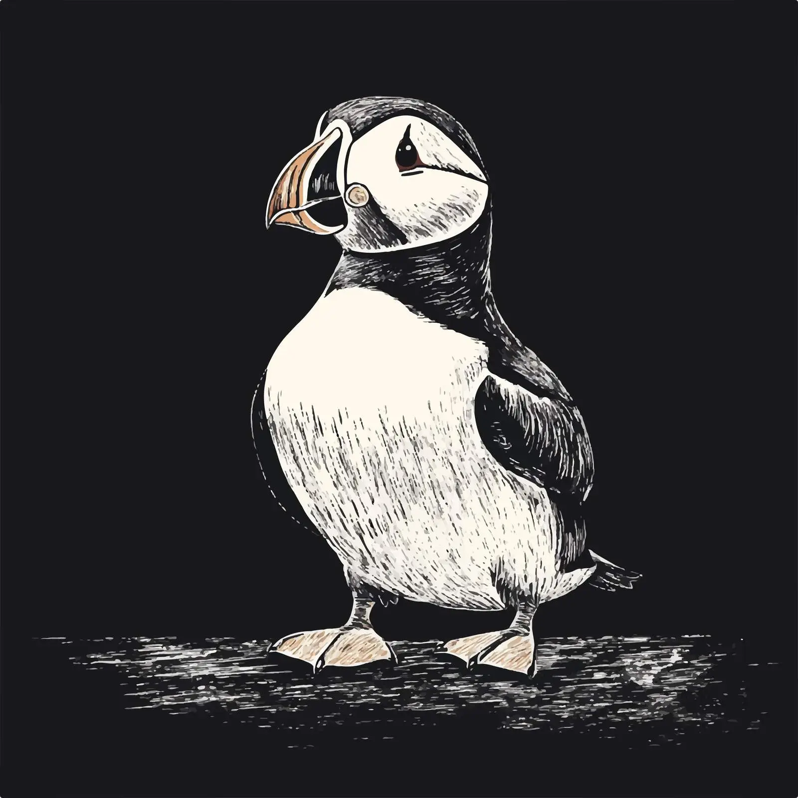 Hand Drawn Puffin Sketch on Chalkboard — free download from Dotvec