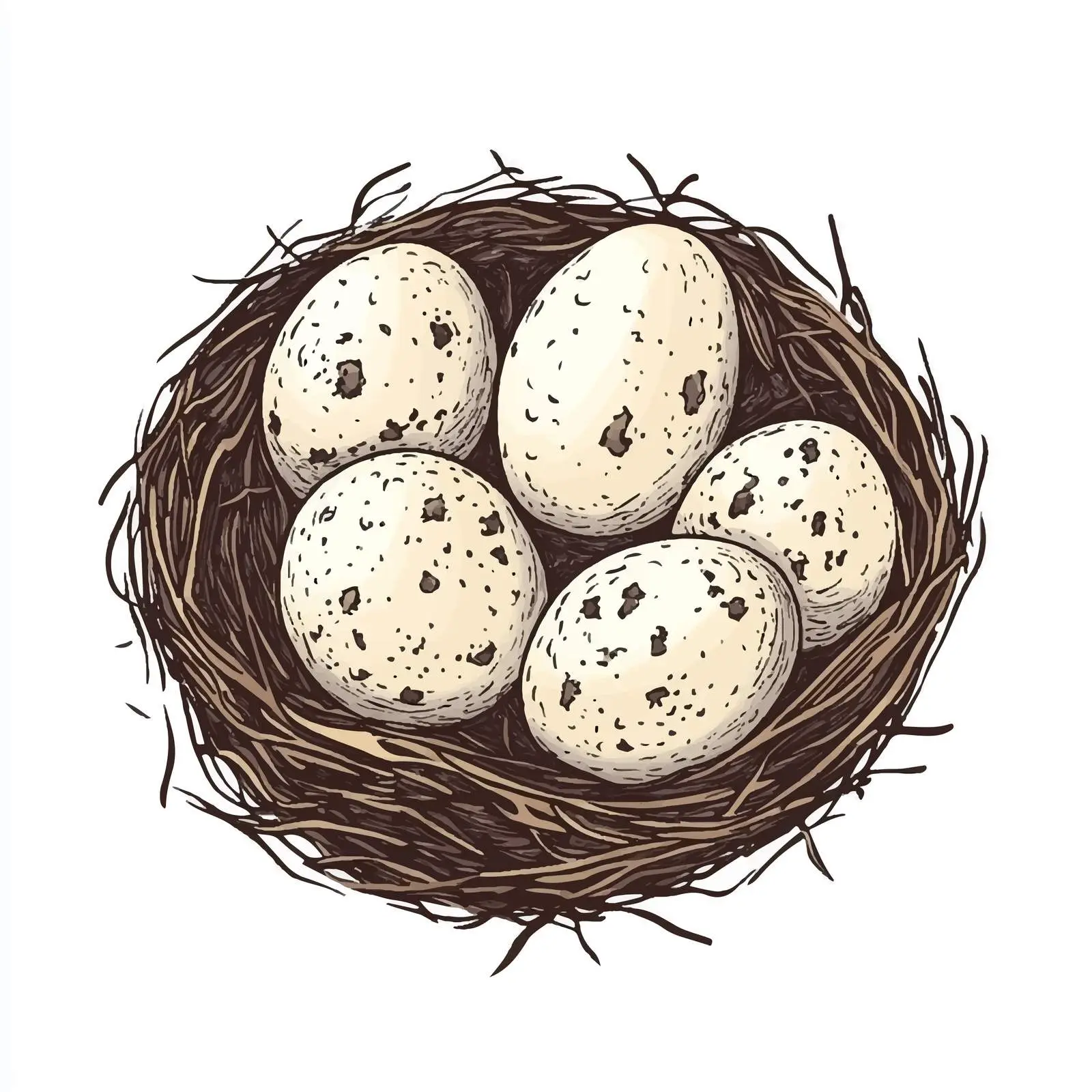 Hand-Drawn Quail Eggs in Nest Illustration — free download from Dotvec