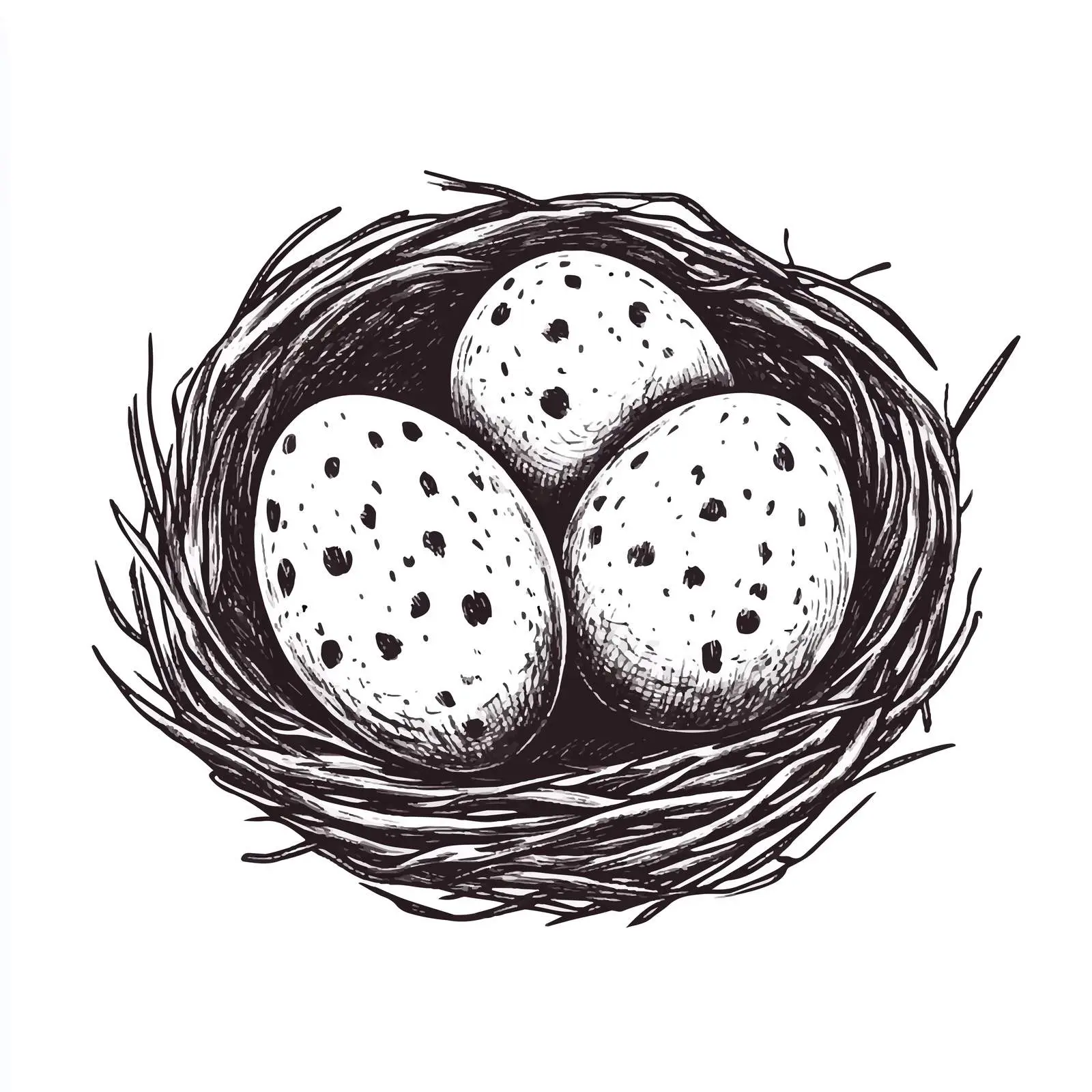 Hand Drawn Quail Eggs Nest Sketch — free download from Dotvec
