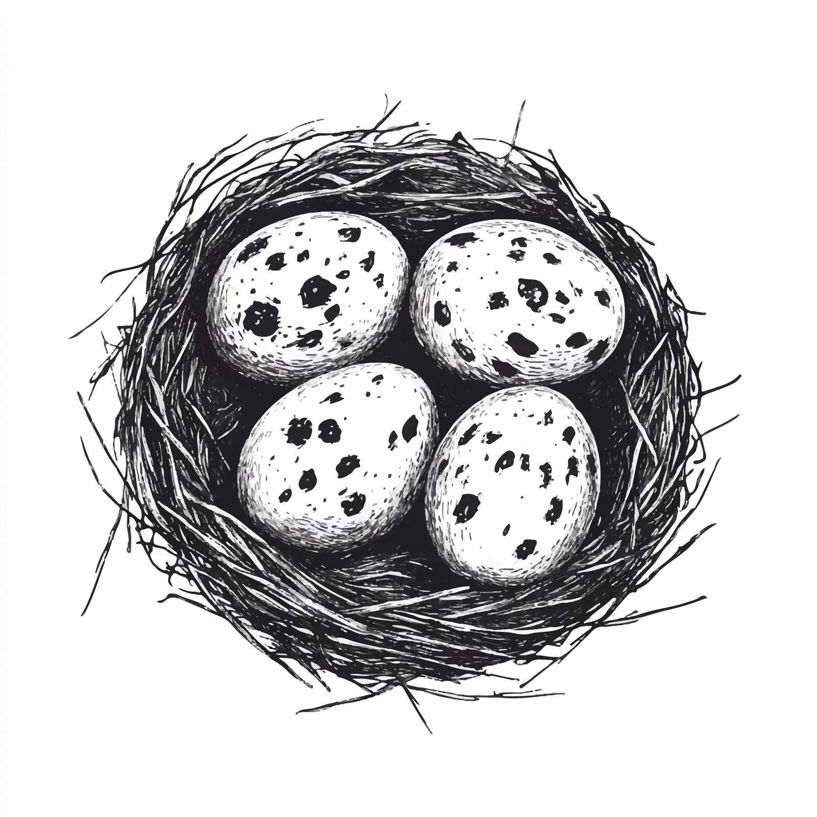 Hand-Drawn Quail Eggs Nest Sketch — free download from Dotvec