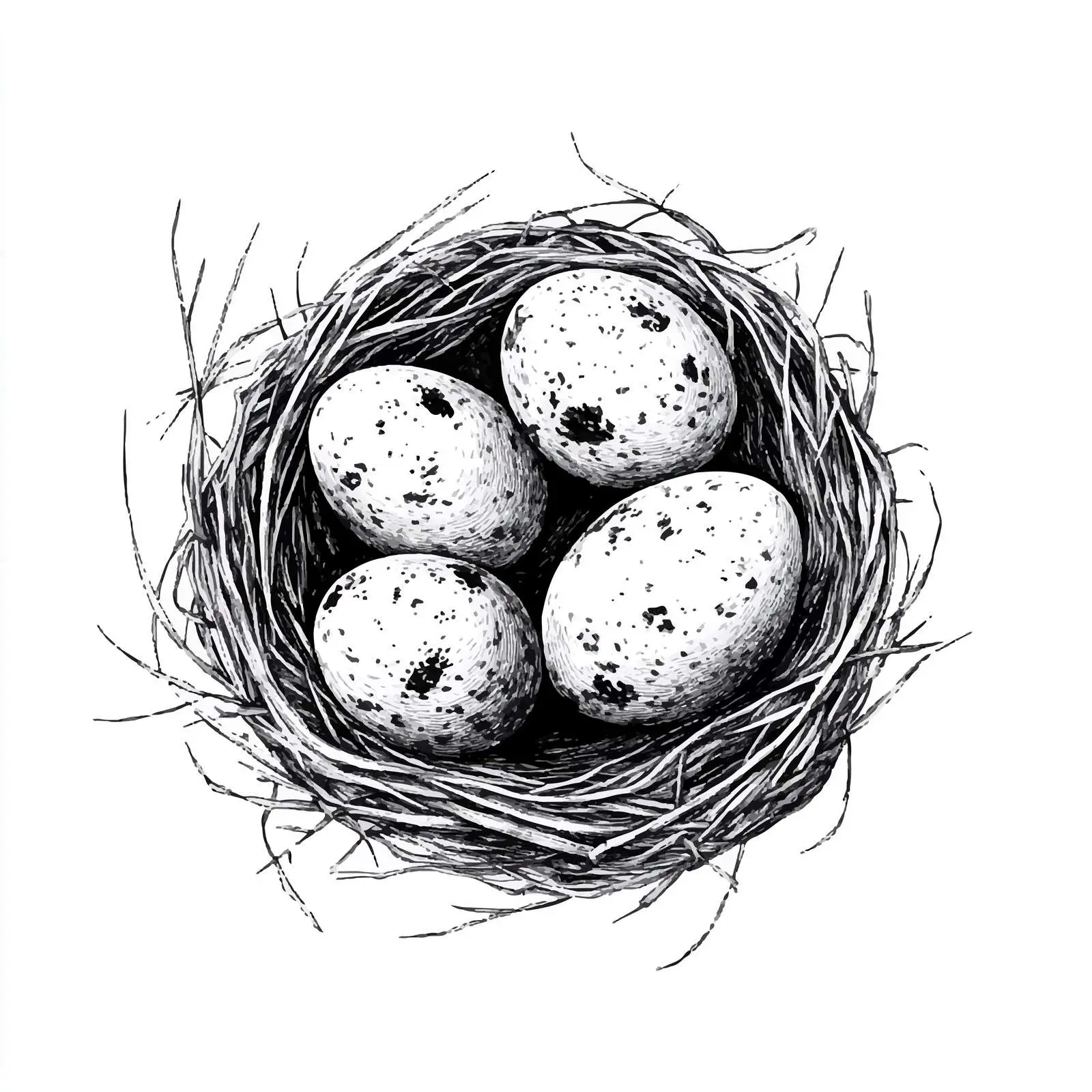 Hand Drawn Quail Eggs Nest Illustration — free download from Dotvec