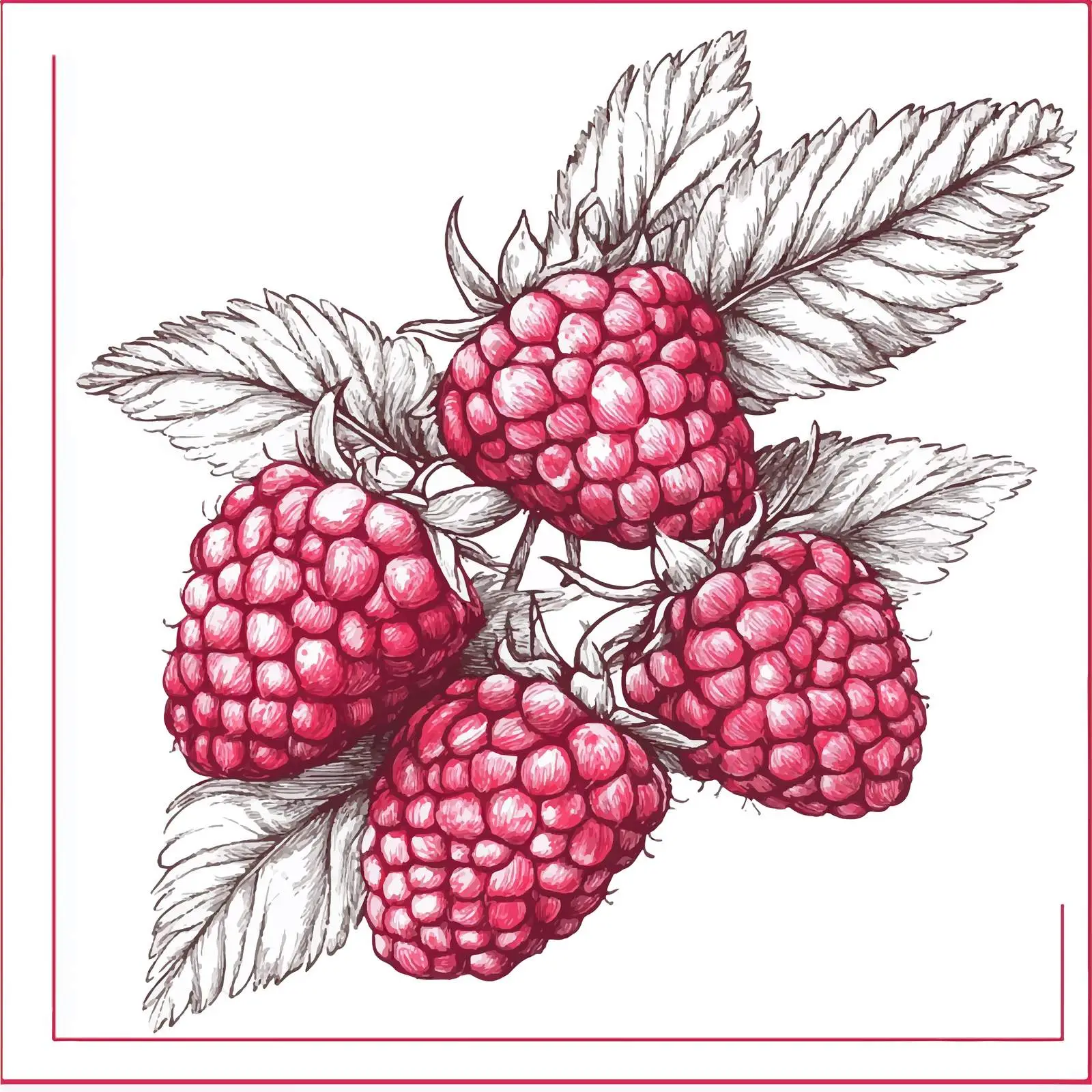 Hand-Drawn Raspberry Sketch on White Background — free download from Dotvec