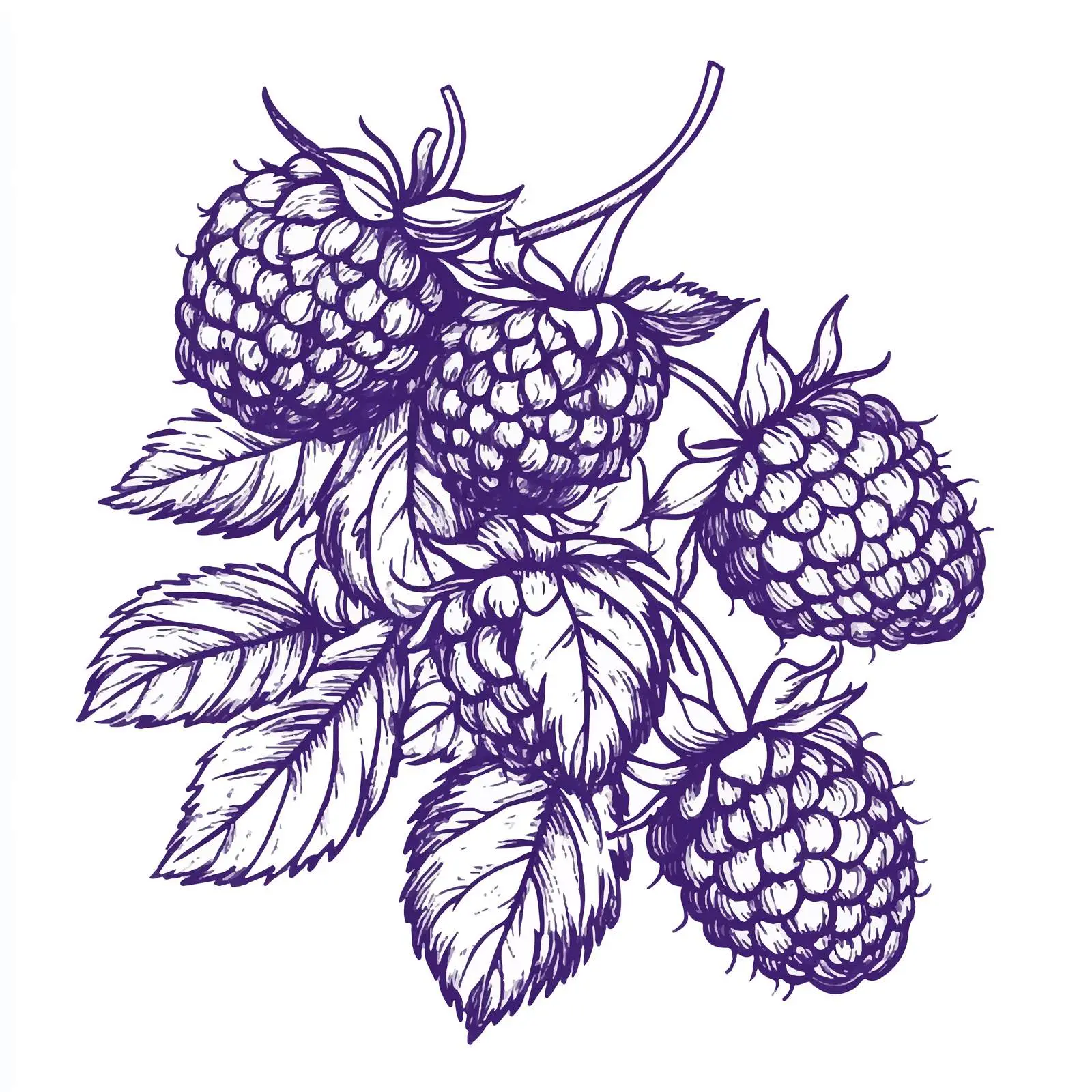 Hand-Drawn Raspberries Sketch on White Background — free download from Dotvec