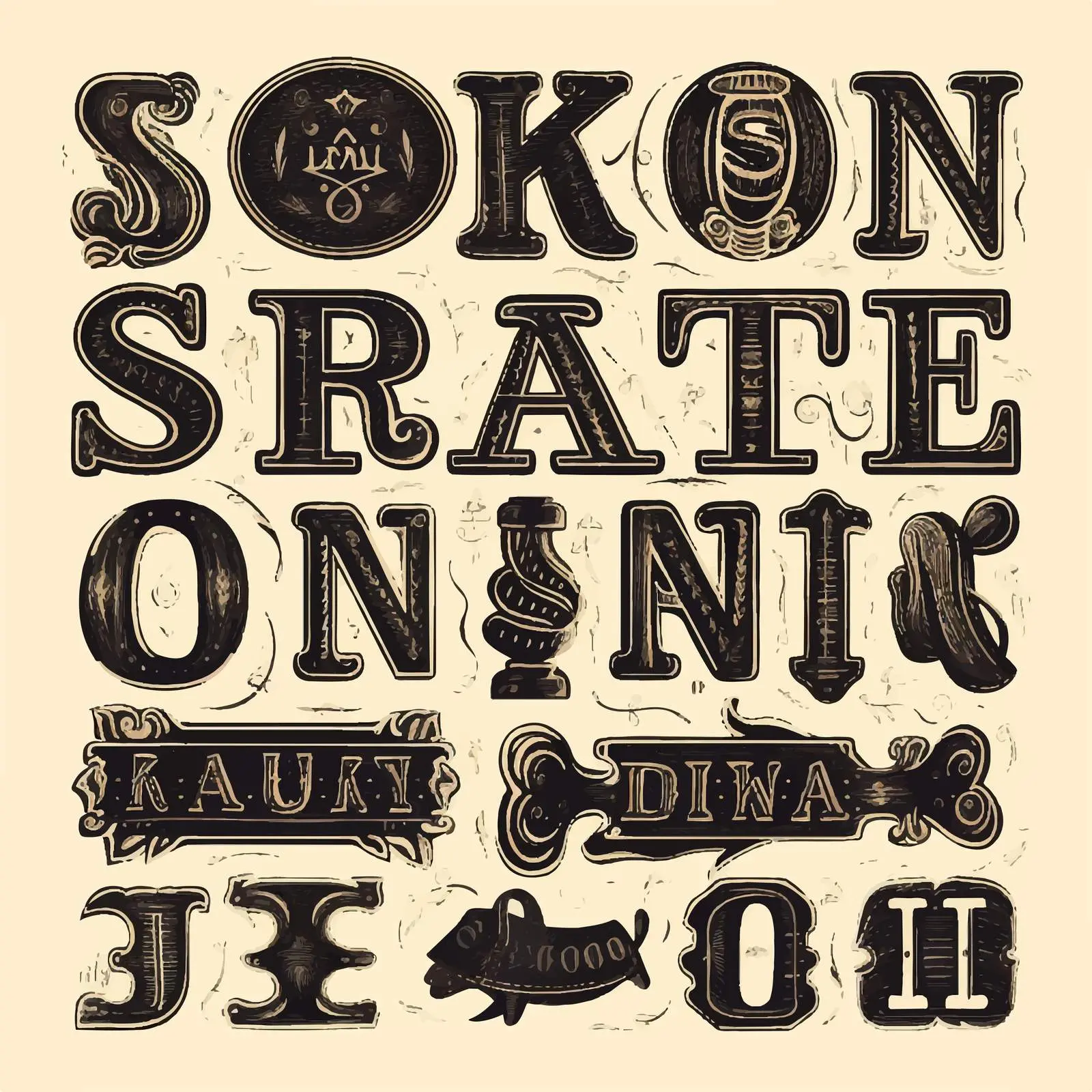 Vintage Western Hand-Drawn Font Design – free artistic typography image from Dotvec
