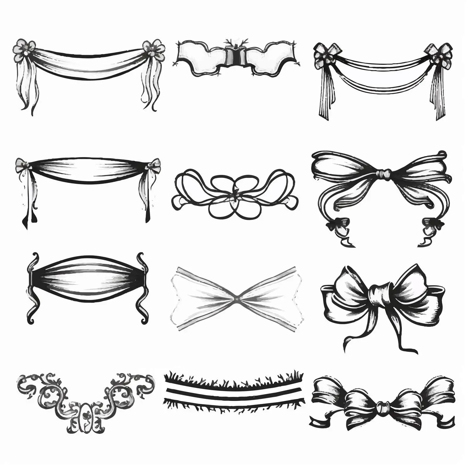 Classic Hand-Drawn Ribbon Banners Silhouettes – free colorful ribbon image from Dotvec