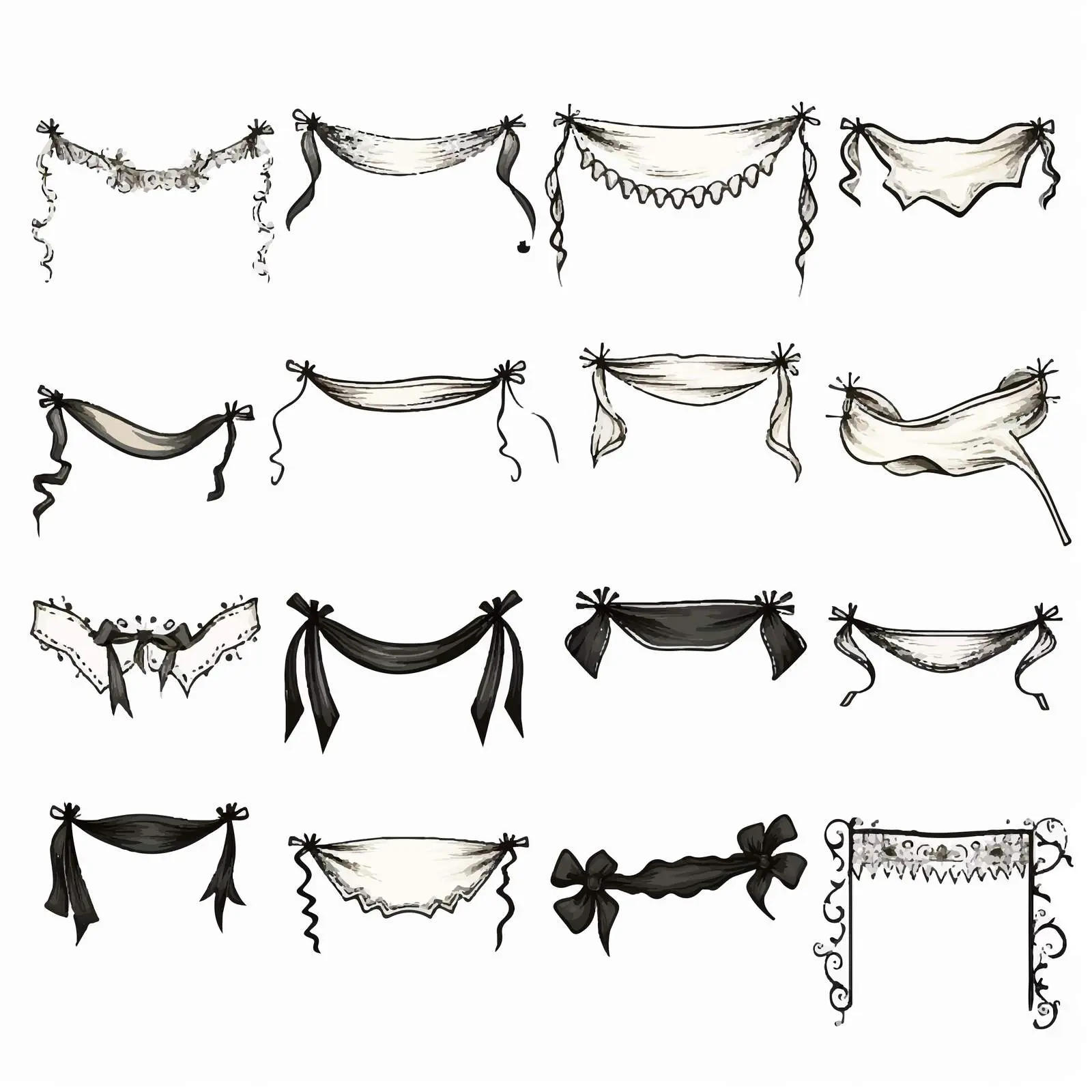 Classic Hand-Drawn Ribbon Banners Silhouettes – free colorful ribbon image from Dotvec