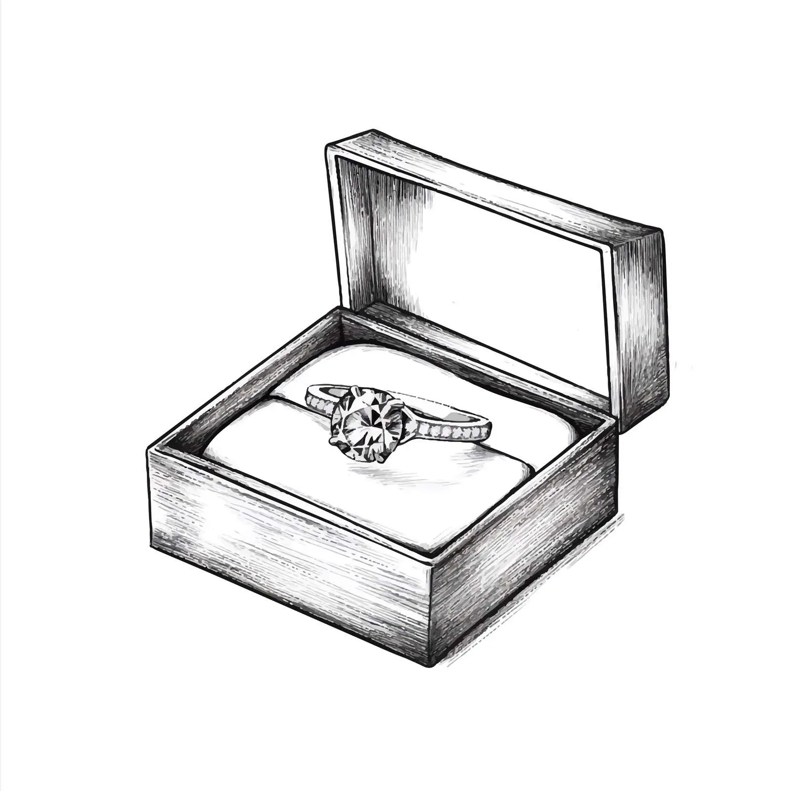 Hand Drawn Ring in Gift Box Sketch — free download from Dotvec