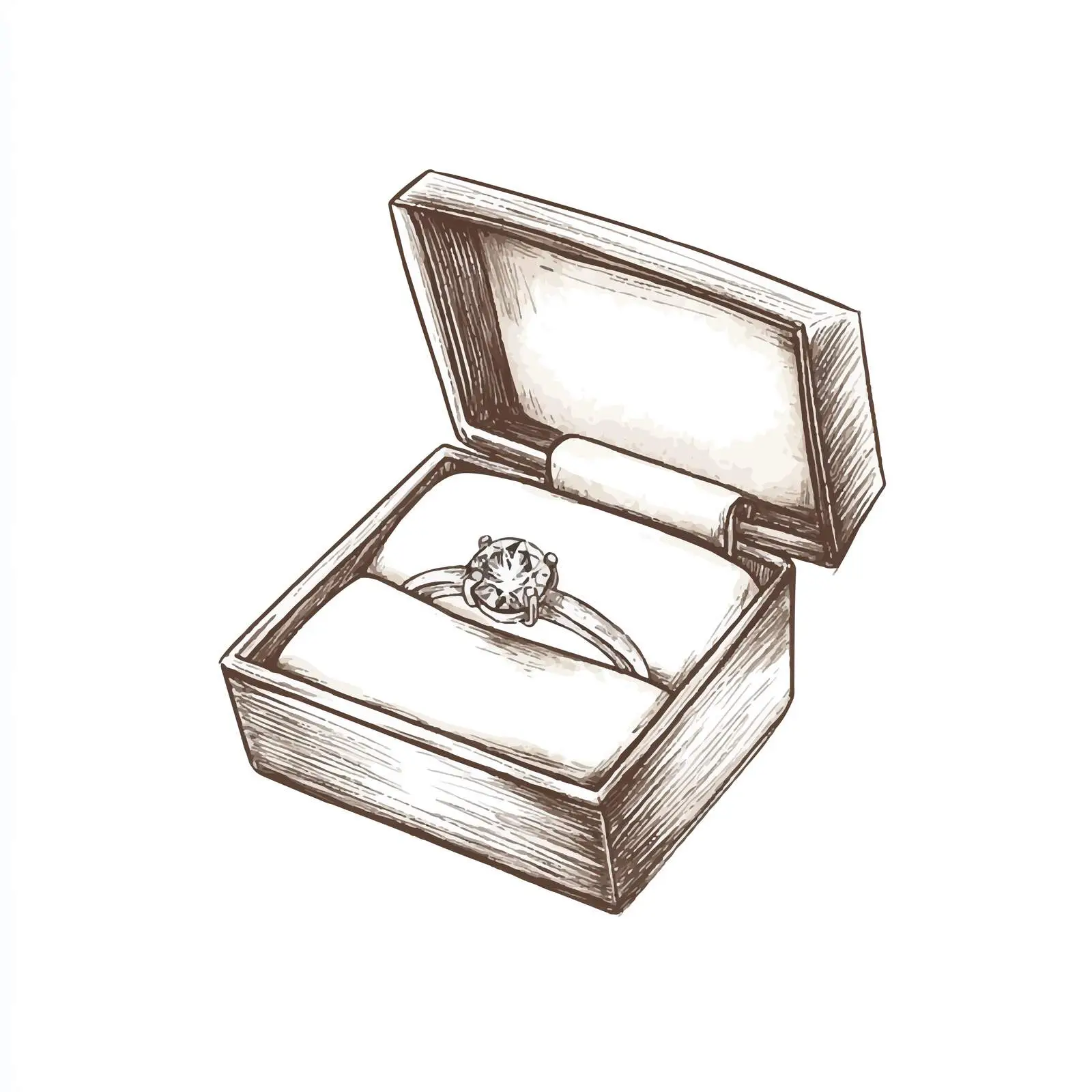 Hand-Drawn Gift Box with Ring Sketch — free download from Dotvec