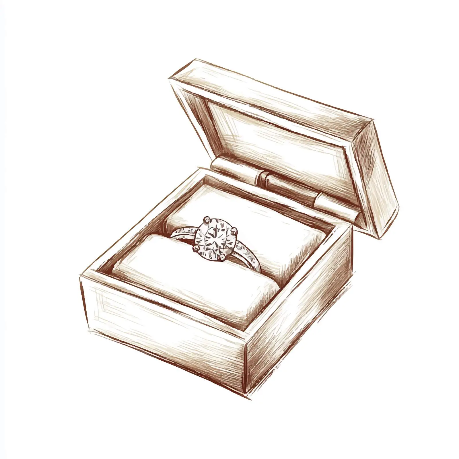 Hand Drawn Ring in Gift Box Sketch — free download from Dotvec