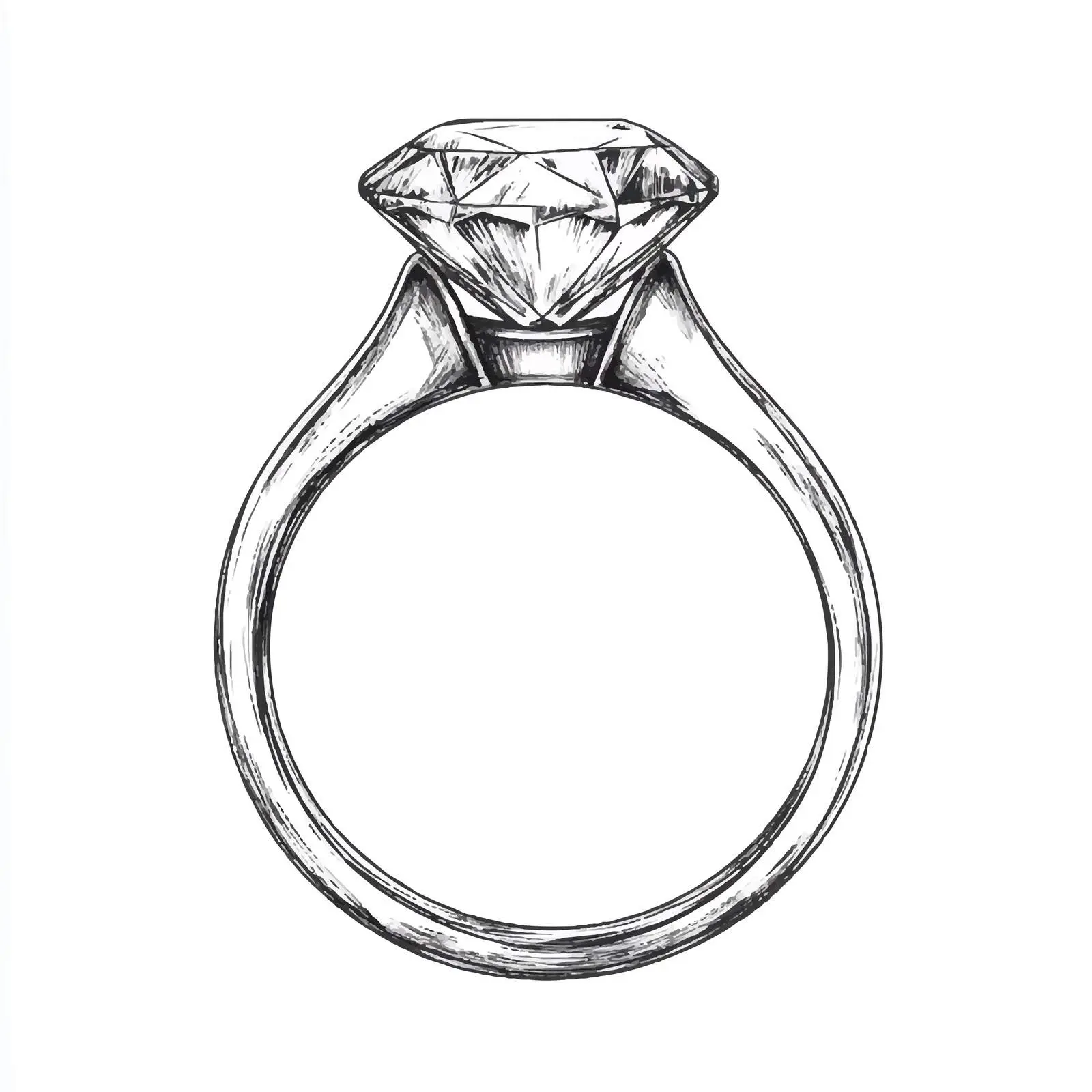 Hand-Drawn Diamond Ring Sketch on White Background — free download from Dotvec