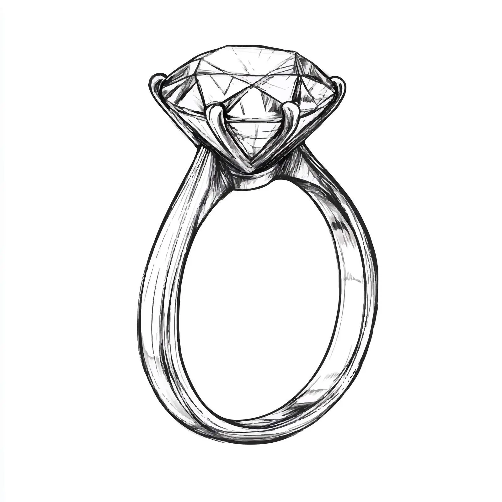 Hand Drawn Diamond Ring Sketch Illustration – free wedding ring image from Dotvec