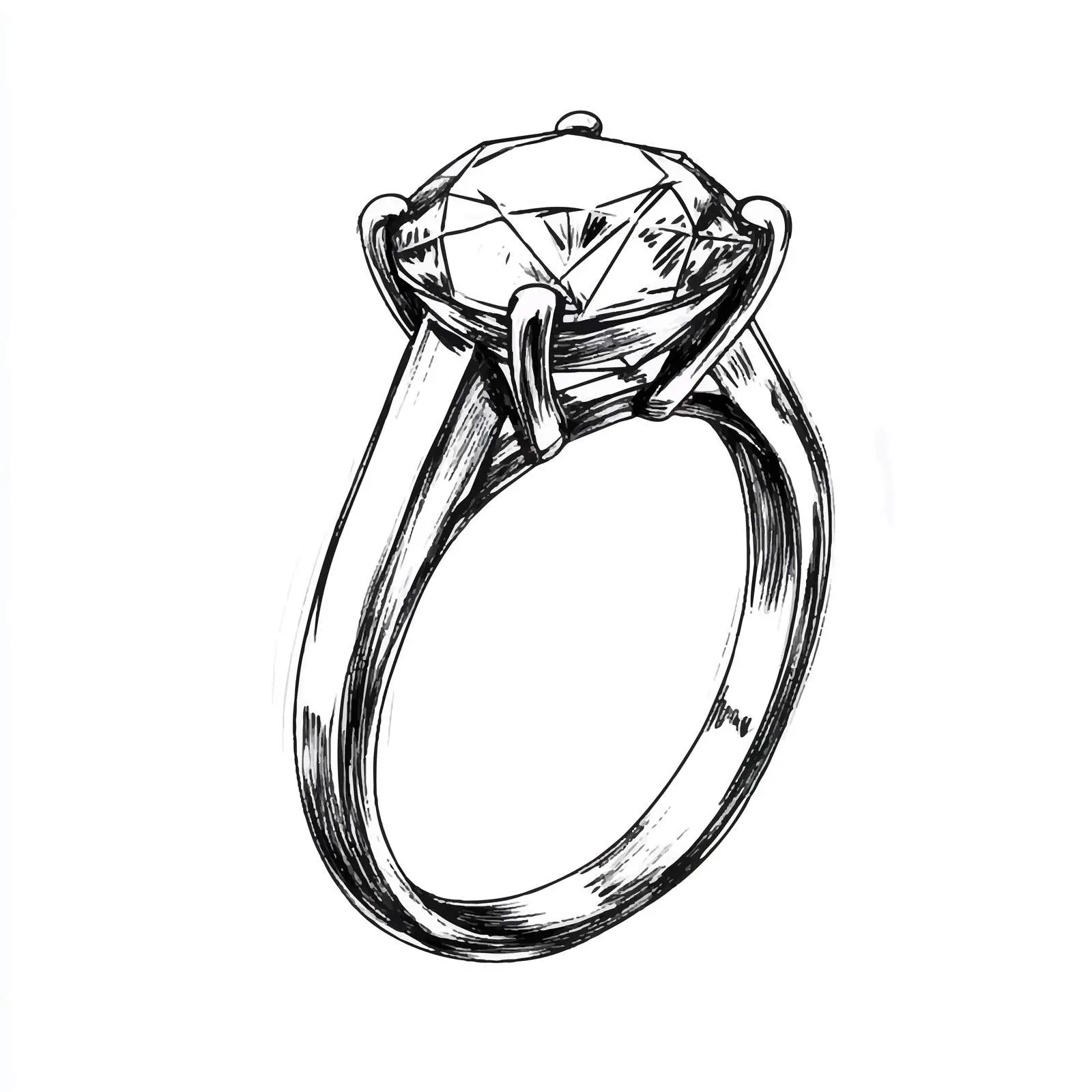Hand Drawn Big Diamond Ring Sketch – free wedding ring image from Dotvec