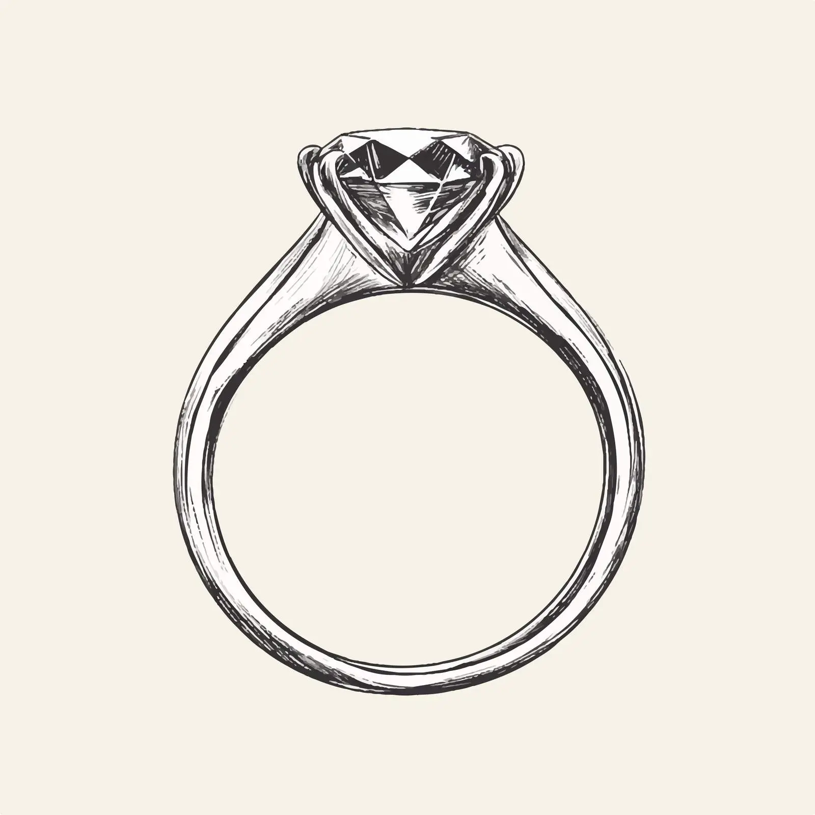 Hand-Drawn Diamond Ring Sketch Vector — free download from Dotvec