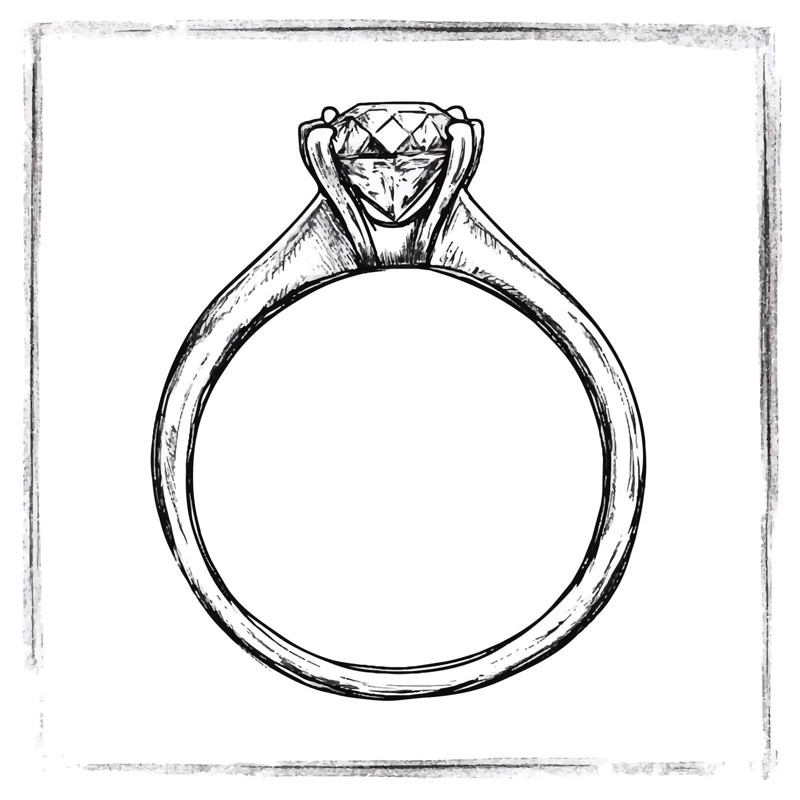 Hand-Drawn Diamond Ring Sketch Vector — free download from Dotvec