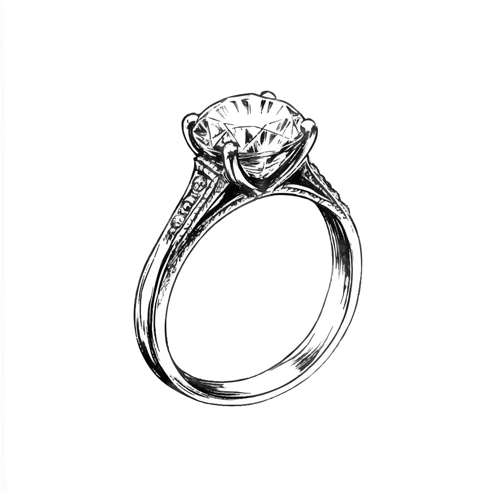 Elegant Hand Drawn Diamond Ring Sketch — free download from Dotvec