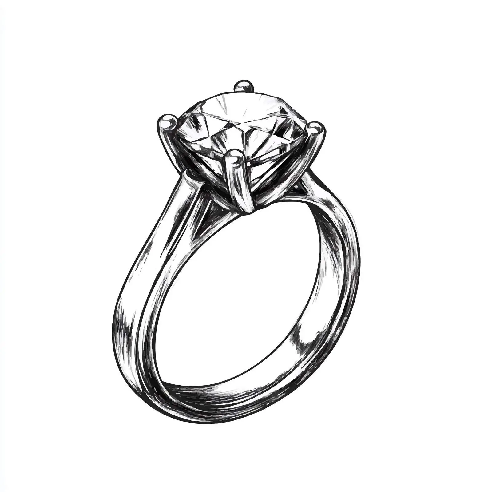 Elegant Hand Drawn Diamond Ring Sketch — free download from Dotvec