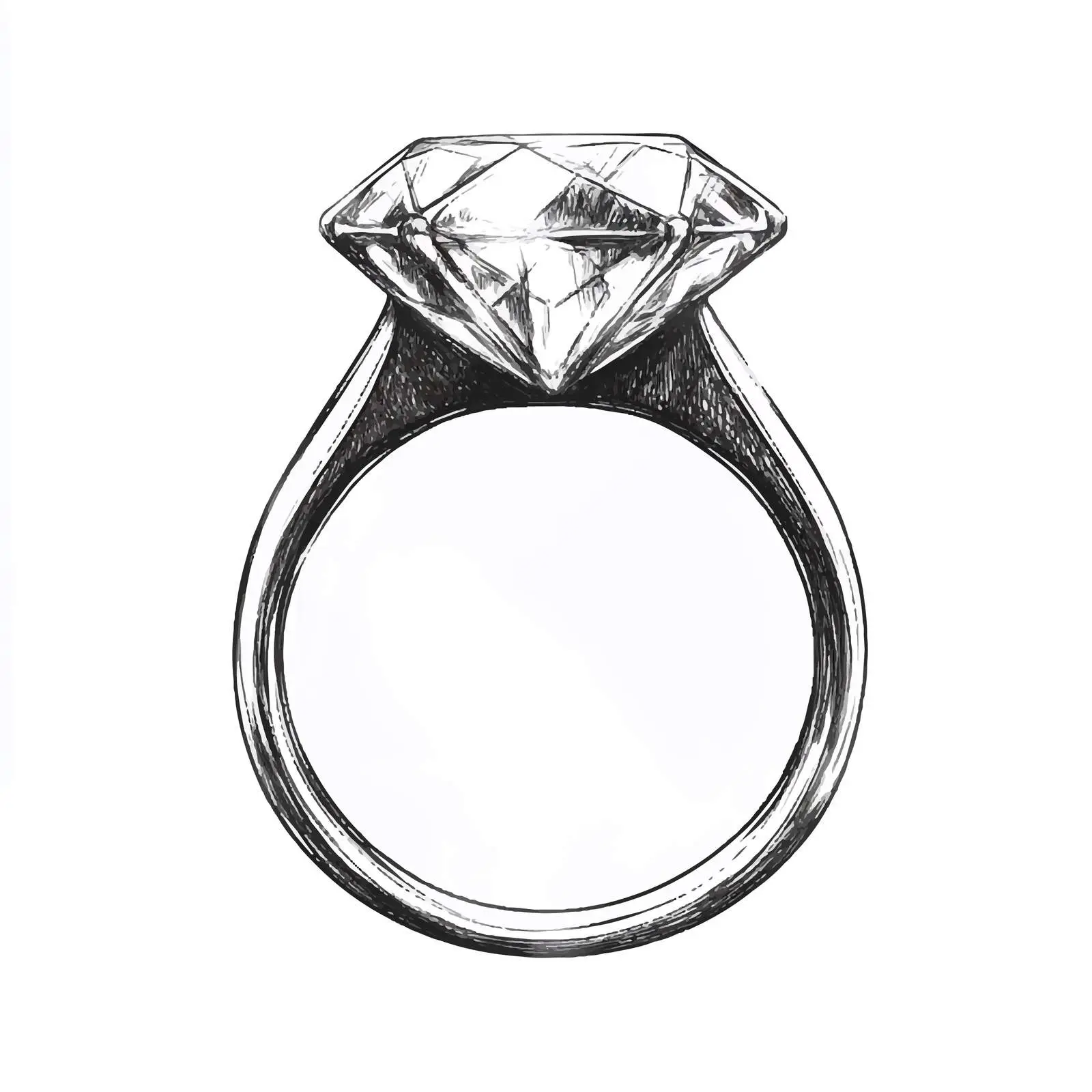 Hand Drawn Diamond Ring Sketch on White Background – free wedding ring image from Dotvec