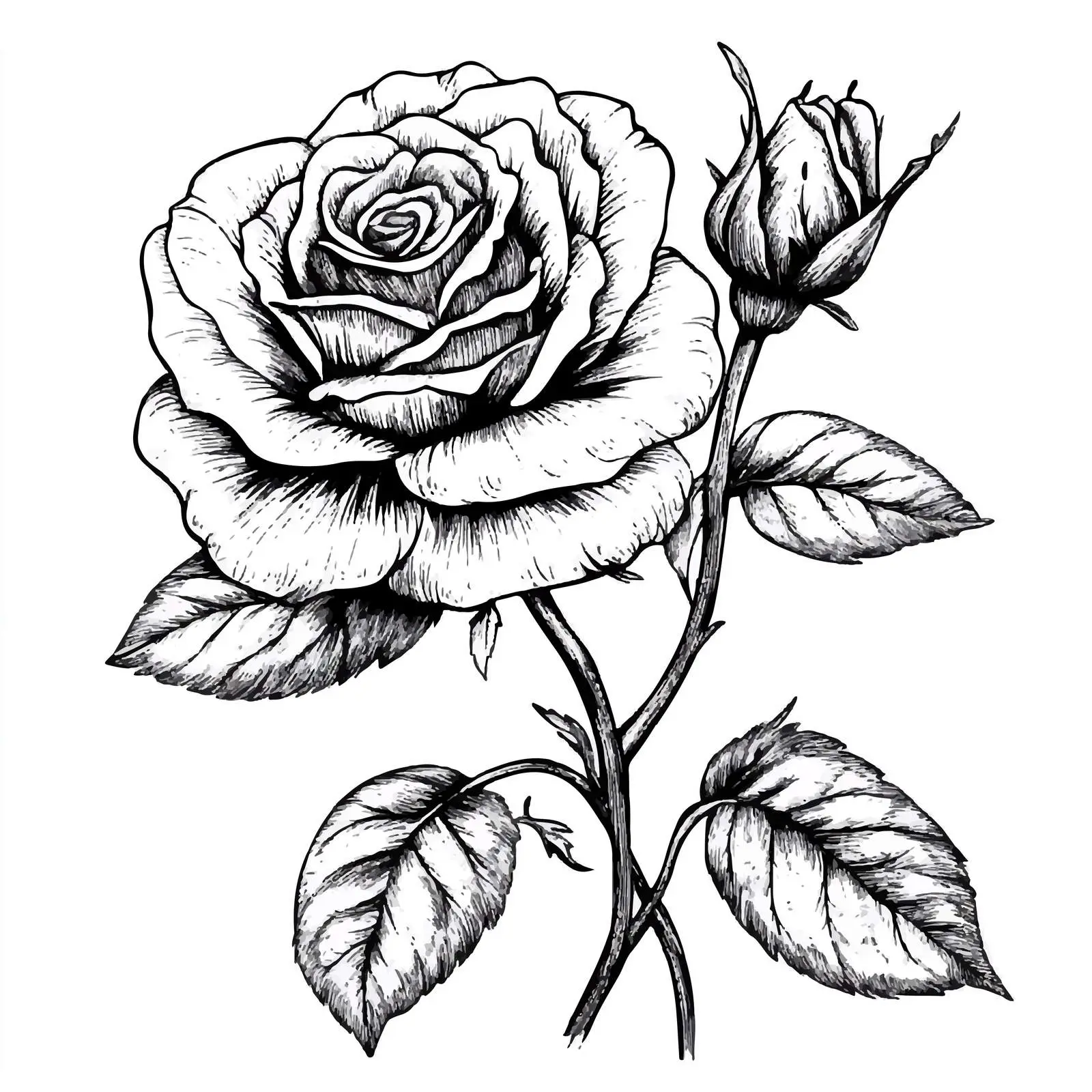 Isolated Hand-Drawn Rose on White Background — free download from Dotvec