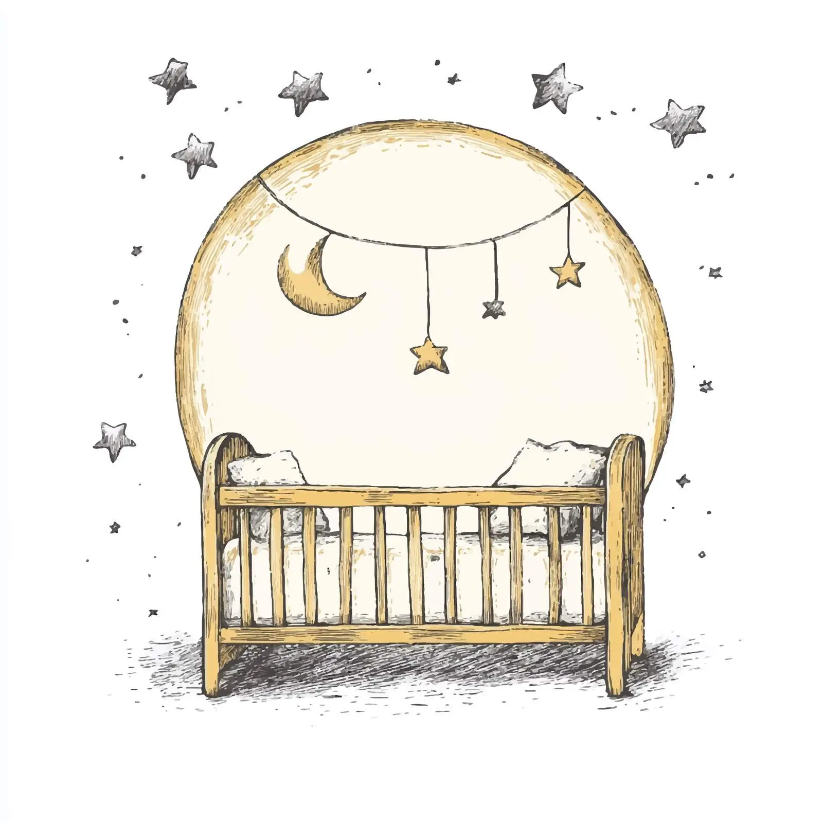 Hand Drawn Round Cot Sketch Symbol — free download from Dotvec