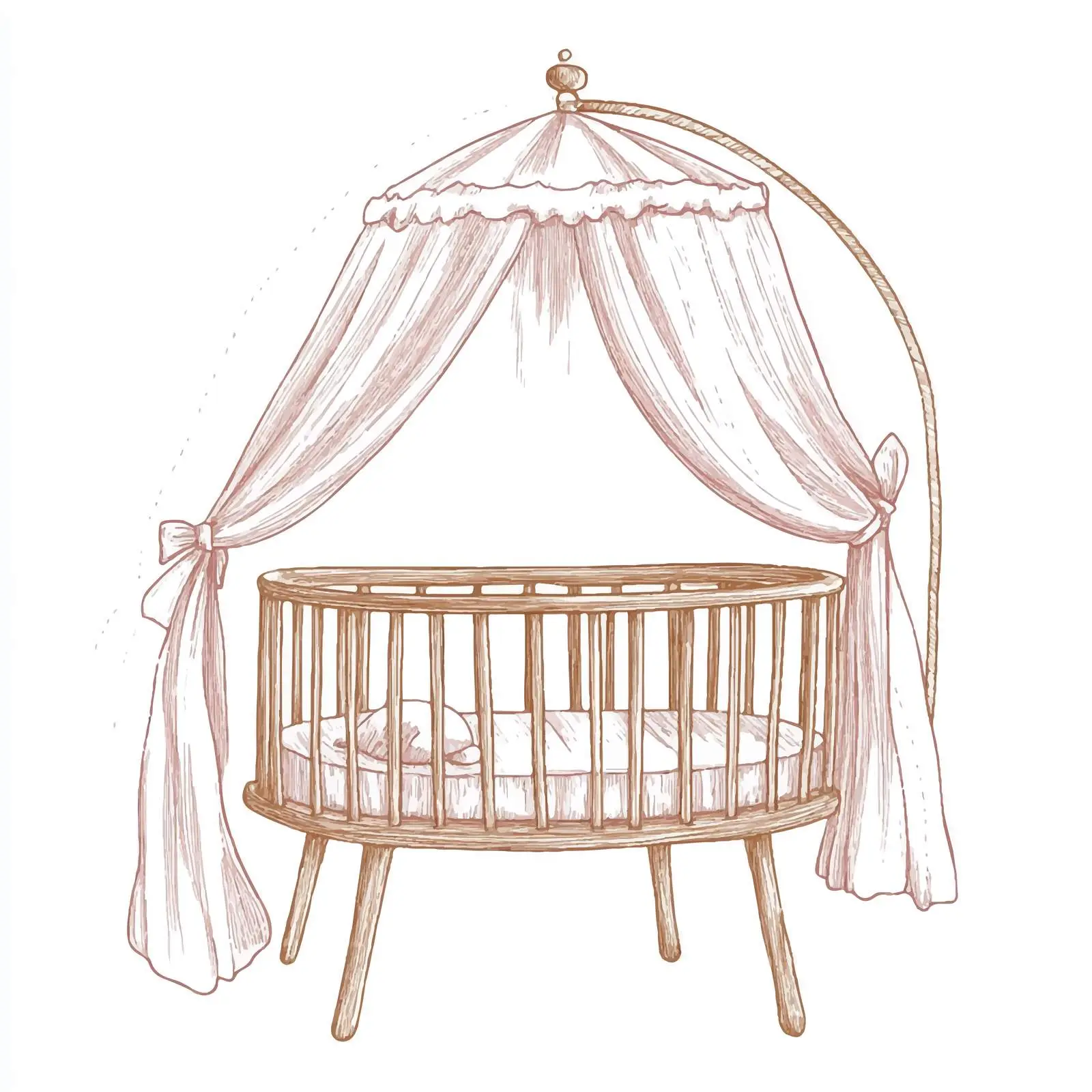 Hand-Drawn Round Cot Sketch Symbol on White Background — free download from Dotvec