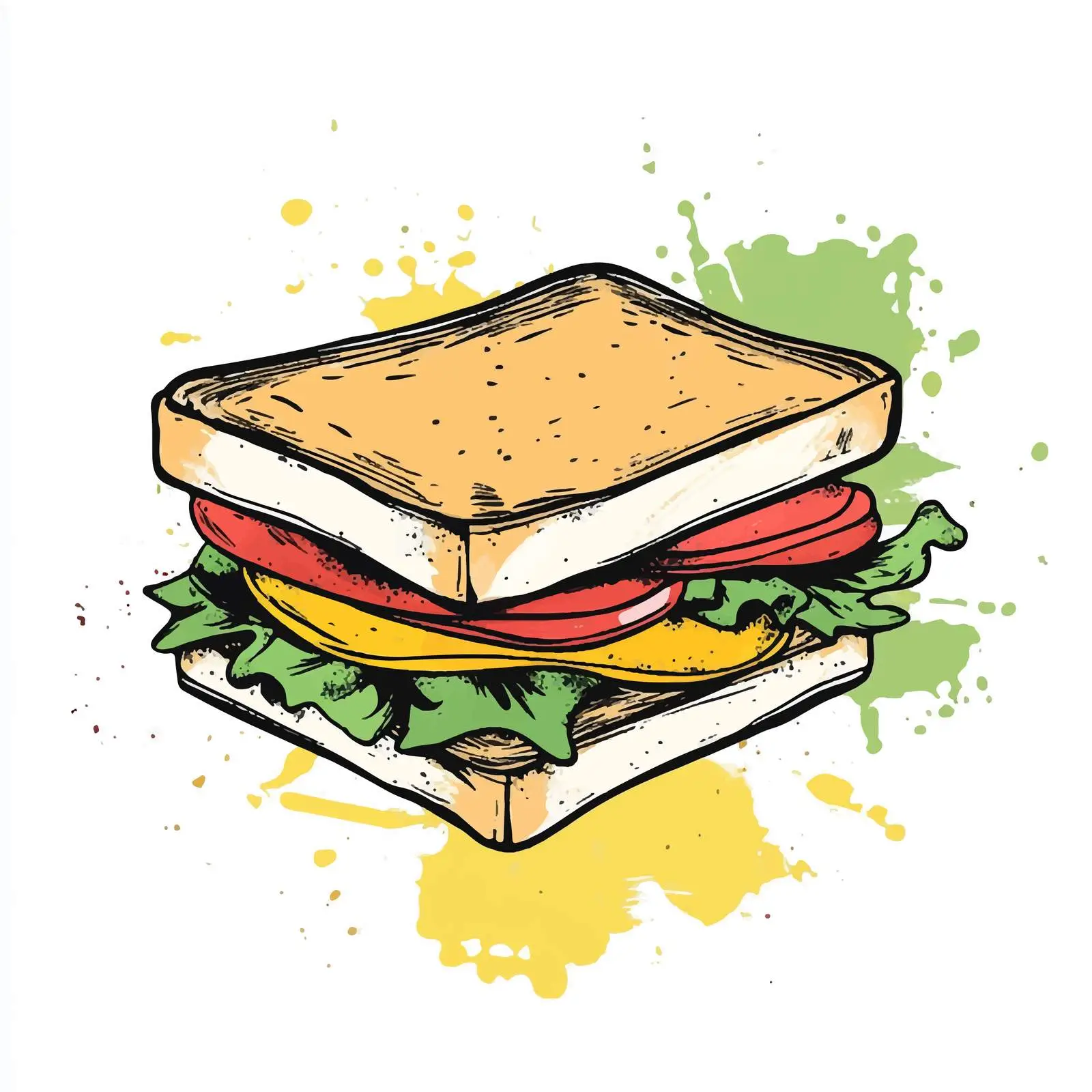 Hand-Drawn Sandwich Illustration on White Background – free cartoon sandwich image from Dotvec