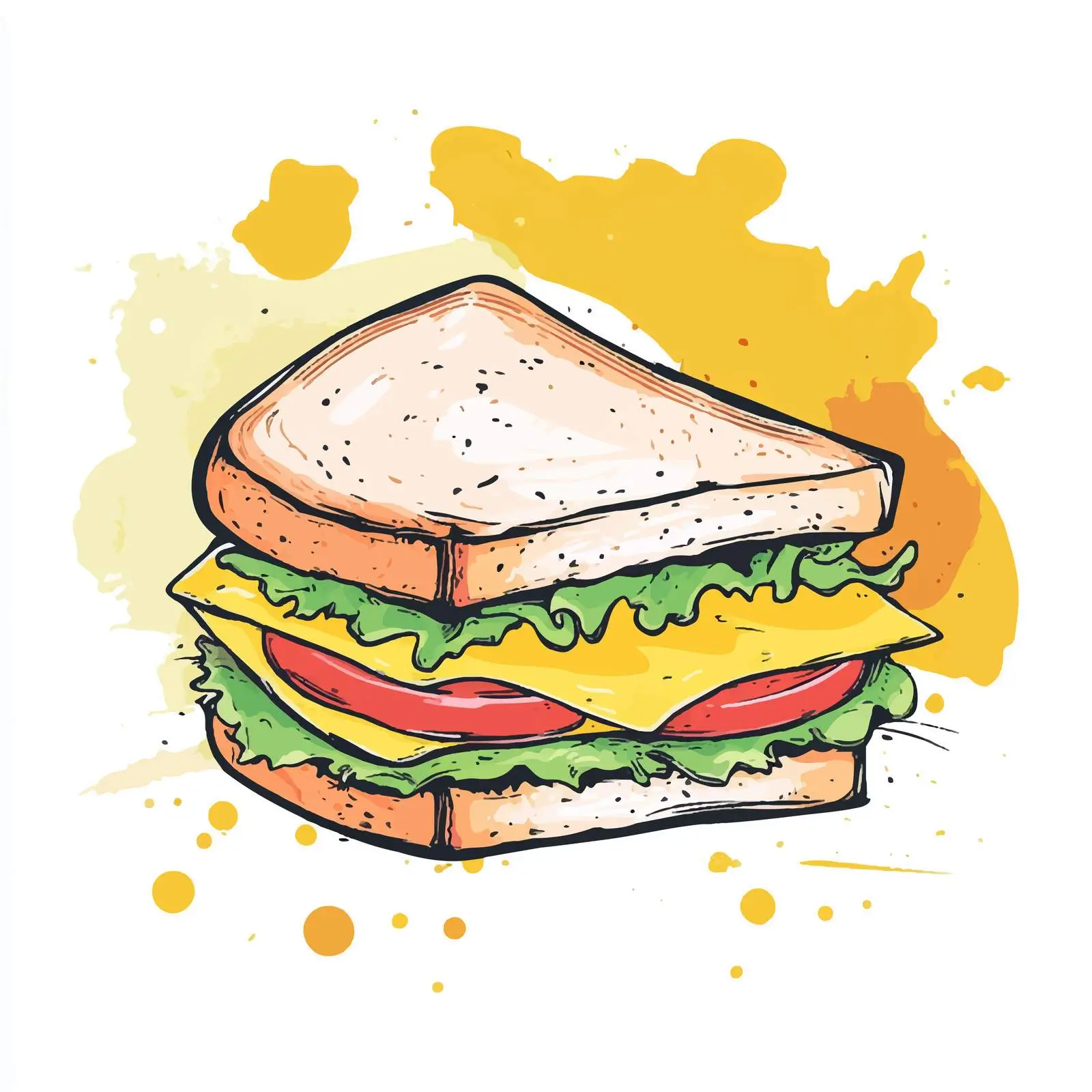 Hand-Drawn Sandwich Illustration on White Background — free download from Dotvec