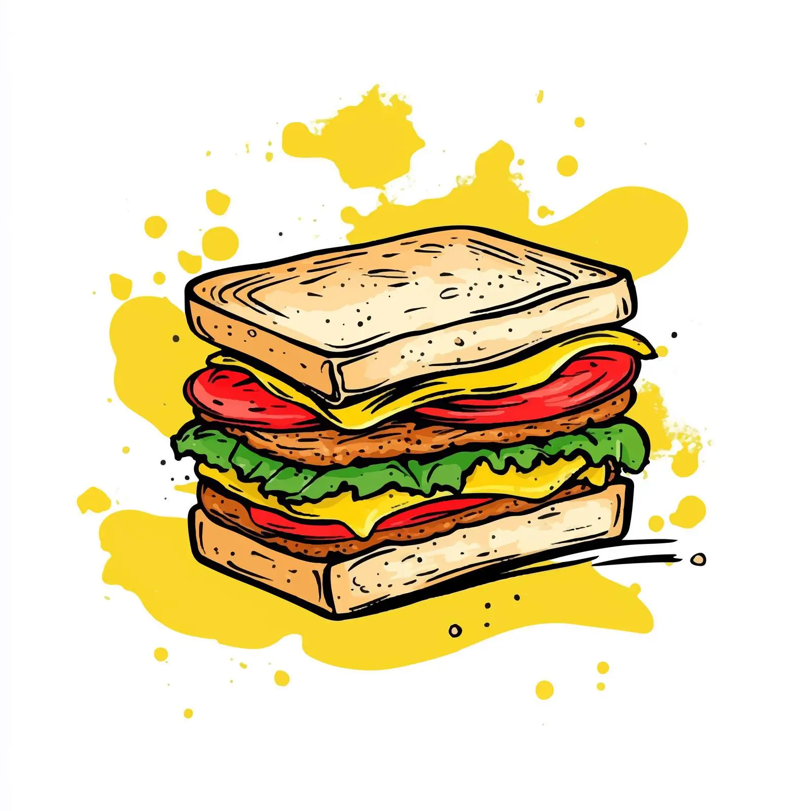Hand-Drawn Isolated Sandwich on White Background — free download from Dotvec