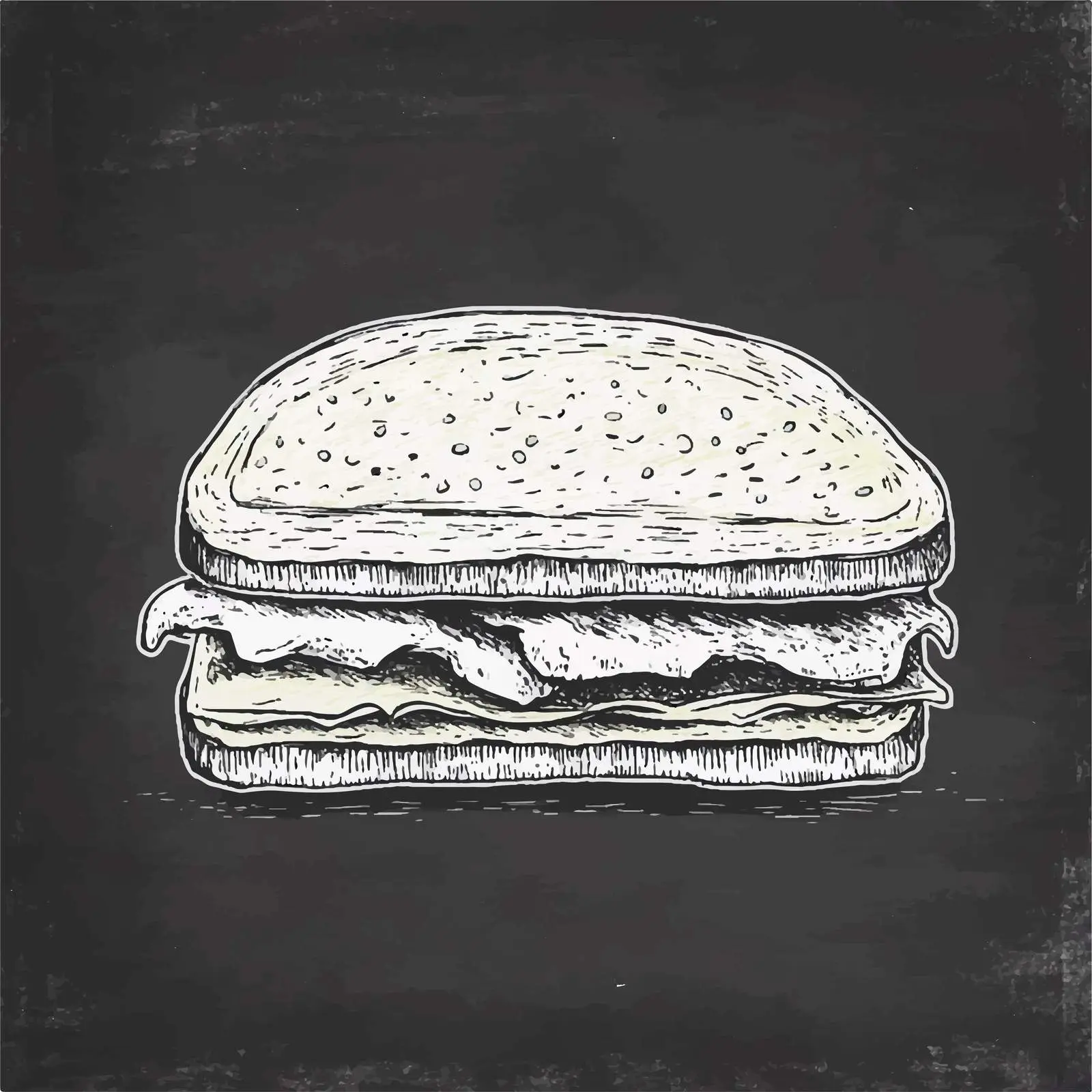 Hand-Drawn Sandwich Sketch Vector on Chalkboard — free download from Dotvec
