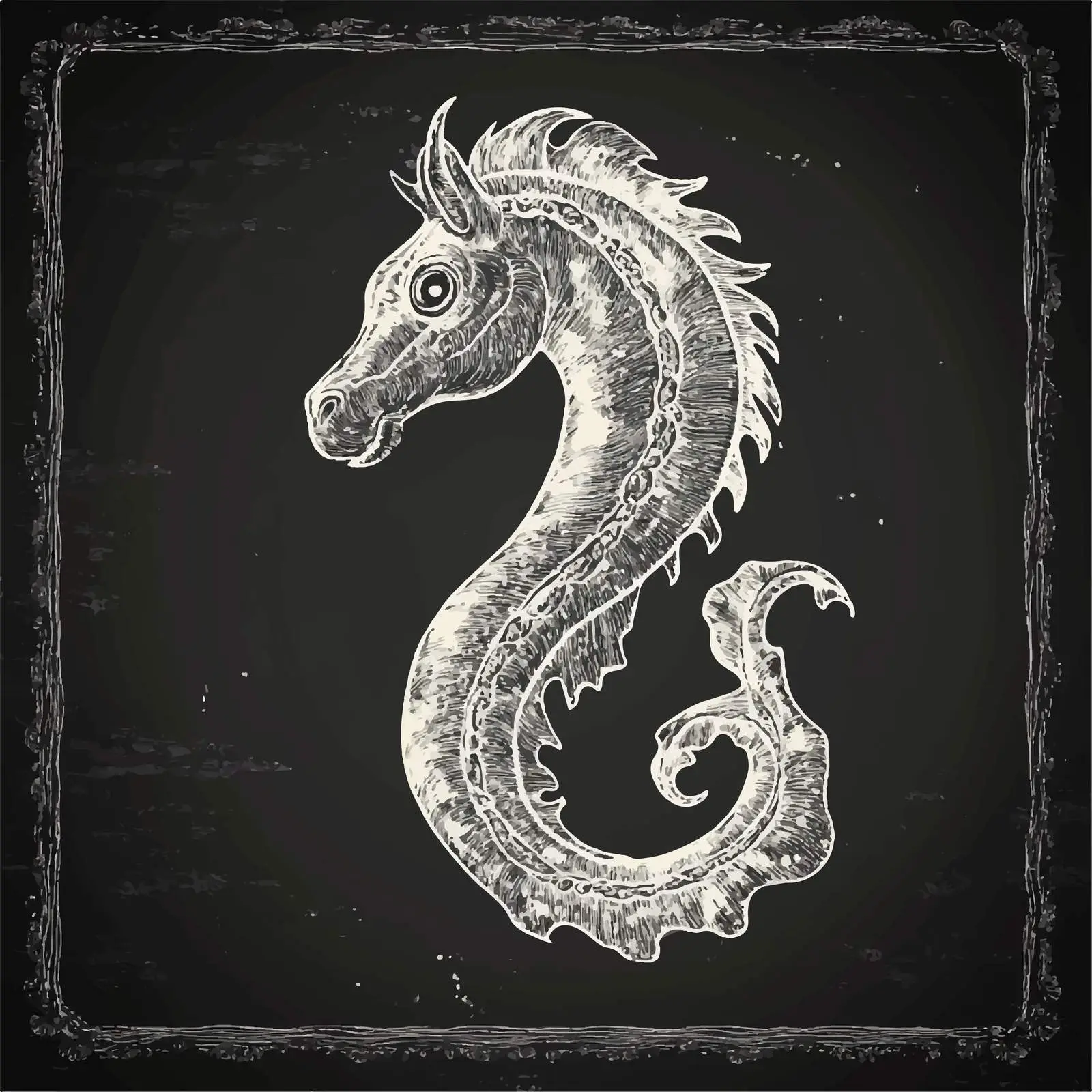 Hand-Drawn Sea Horse Chalkboard Sketch — free download from Dotvec