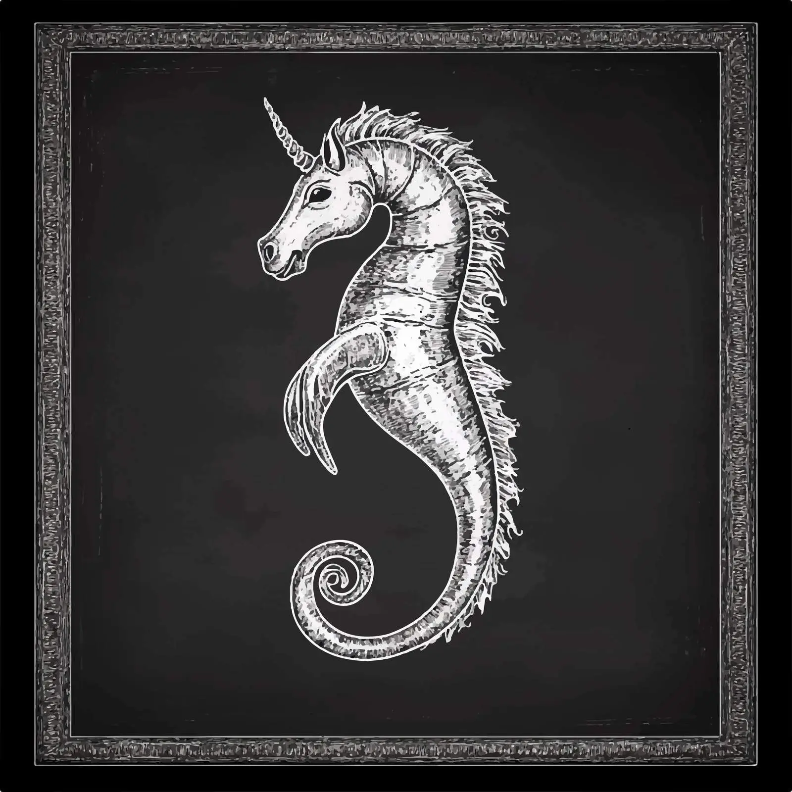 Hand Drawn Sea Horse Sketch on Chalkboard — free download from Dotvec