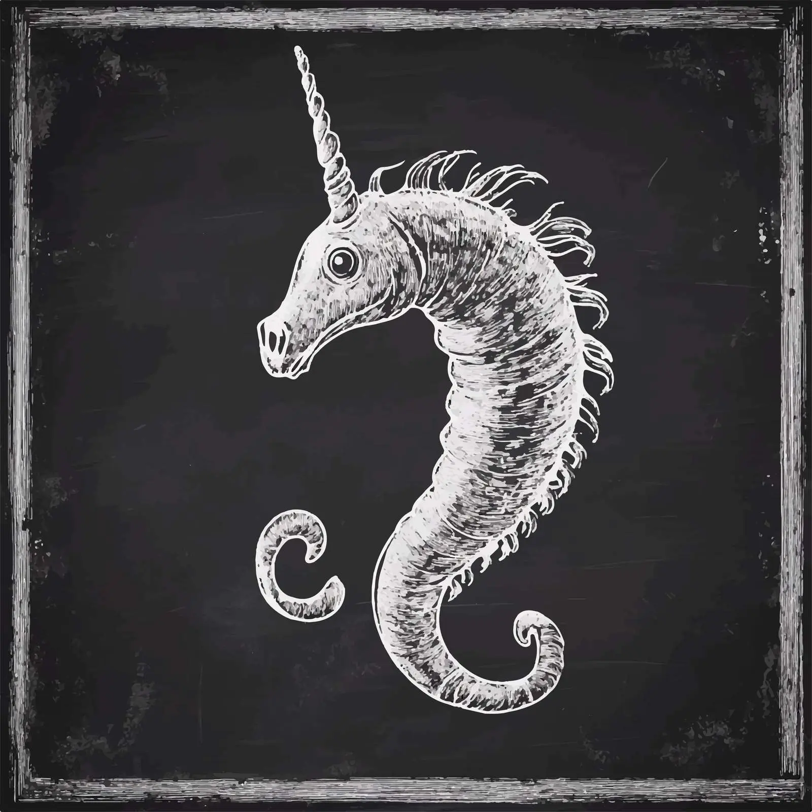 Hand Drawn Sea Horse Sketch on Chalkboard — free download from Dotvec