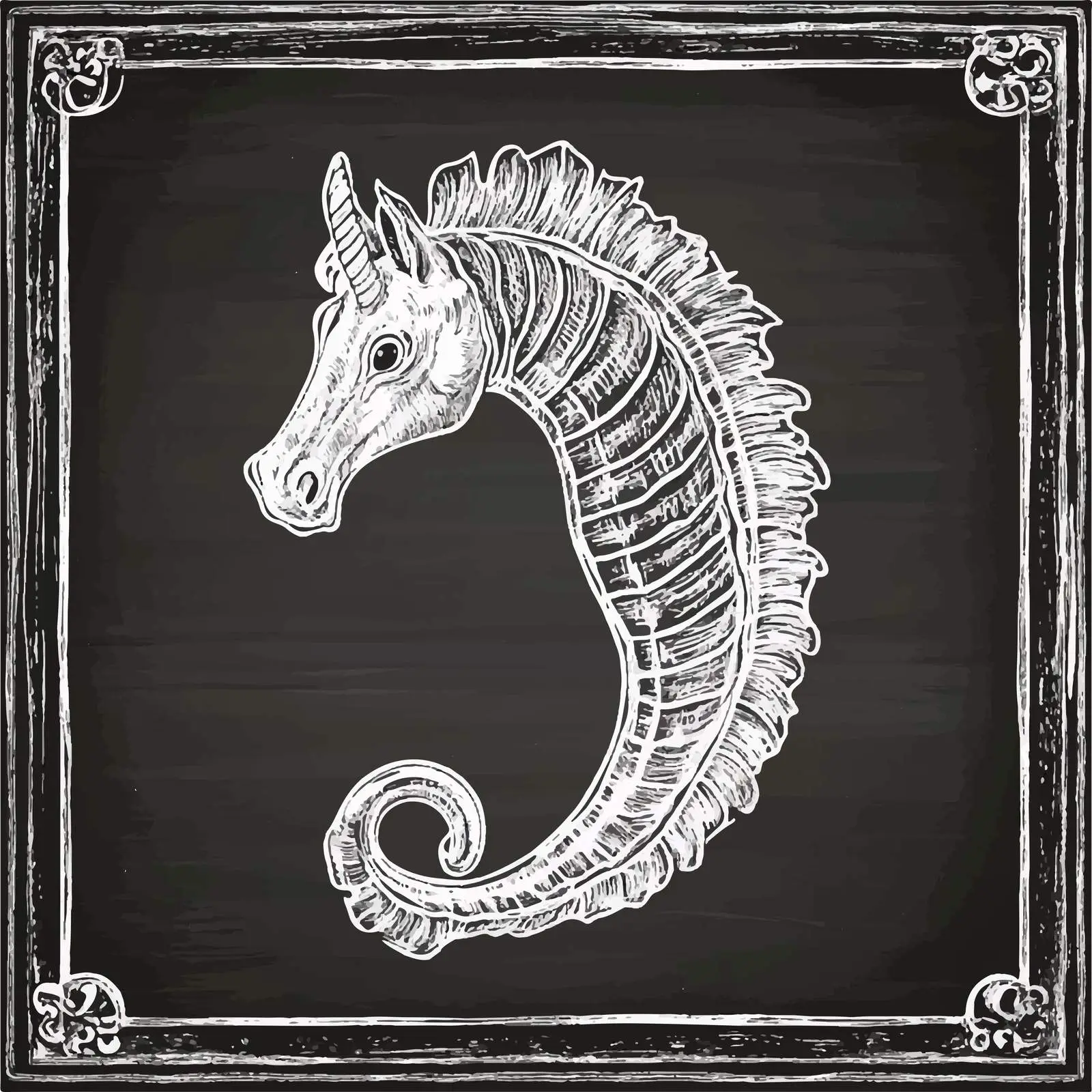 Hand-Drawn Sea Horse Sketch on Chalkboard — free download from Dotvec