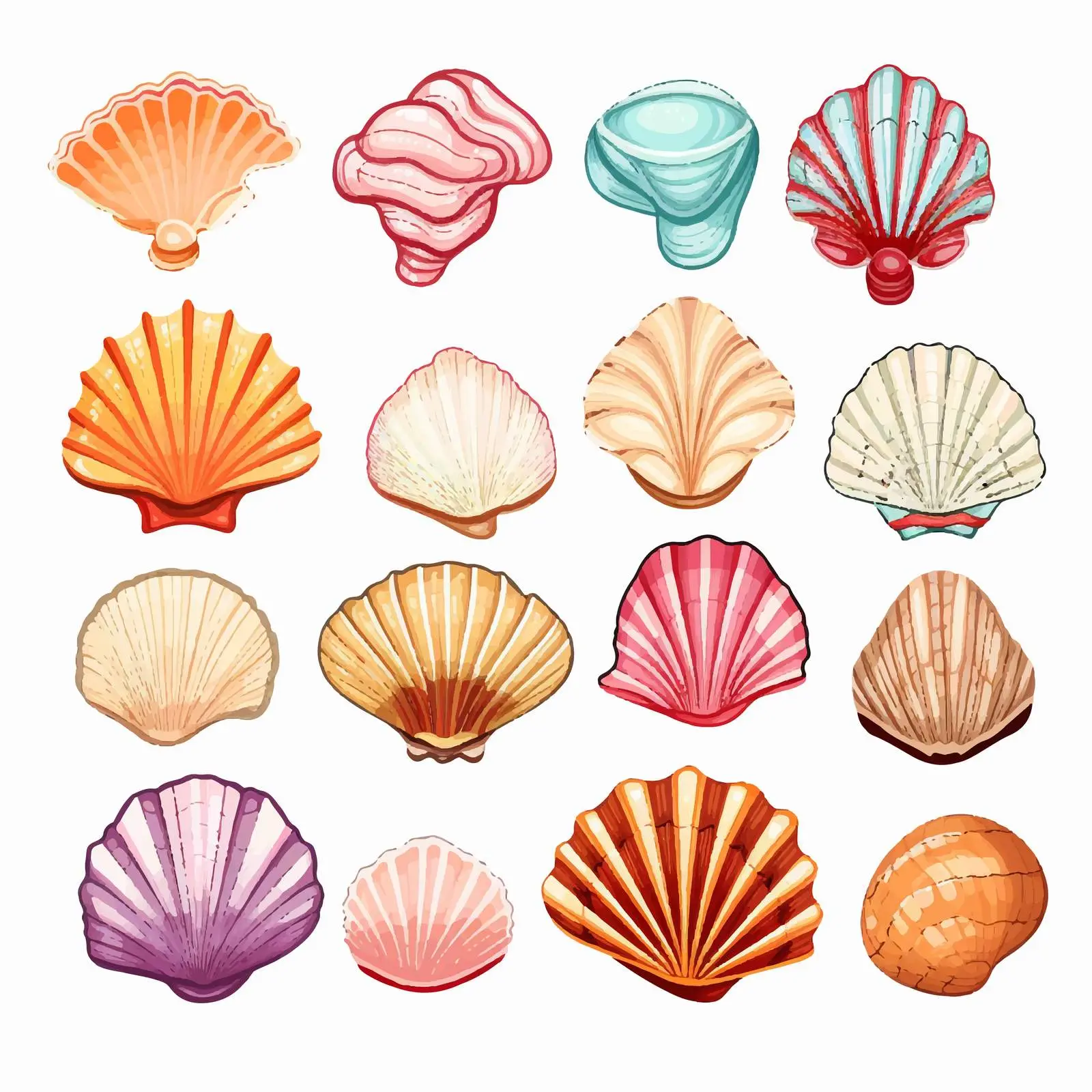 Colorful Hand-Drawn Seashells Collection Vector — free download from Dotvec