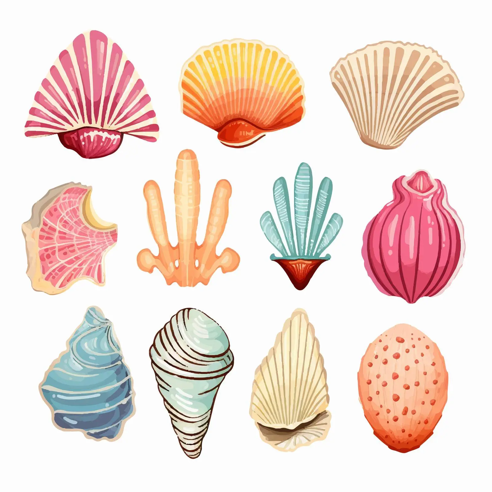 Colorful Hand-Drawn Seashells Vector Collection — free download from Dotvec
