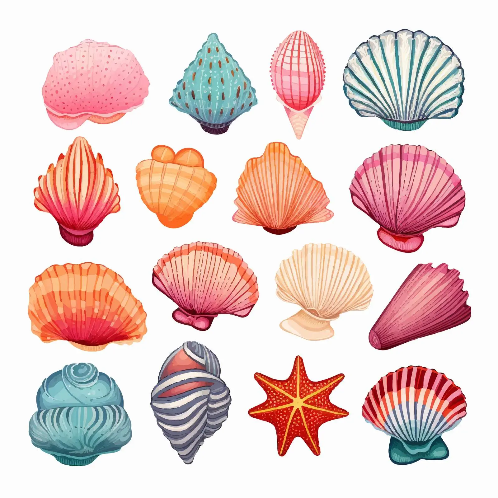 Colorful Hand-Drawn Seashell Collection Vectors — free download from Dotvec