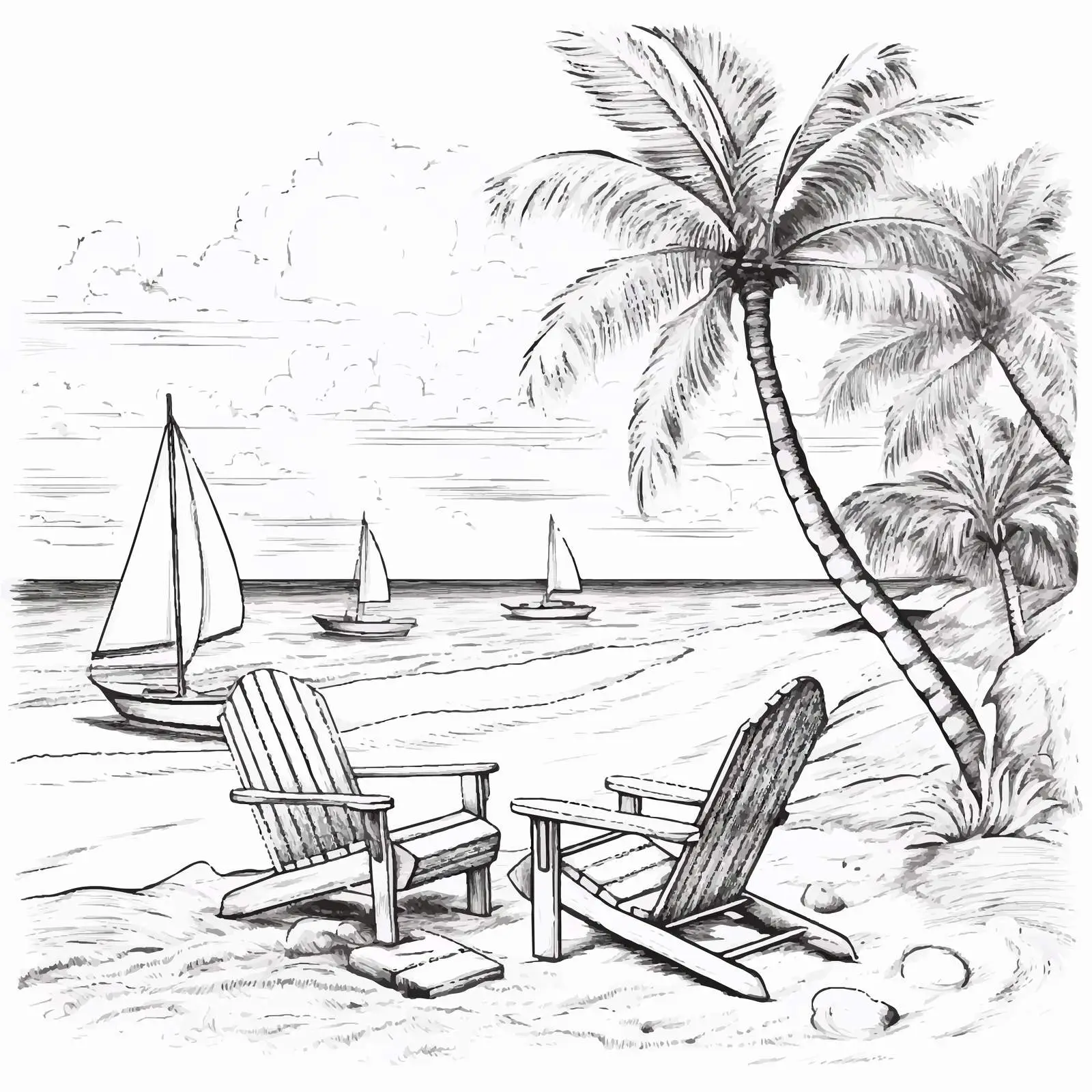 Tropical Resort Seaside Landscape with Deck Chair — free download from Dotvec
