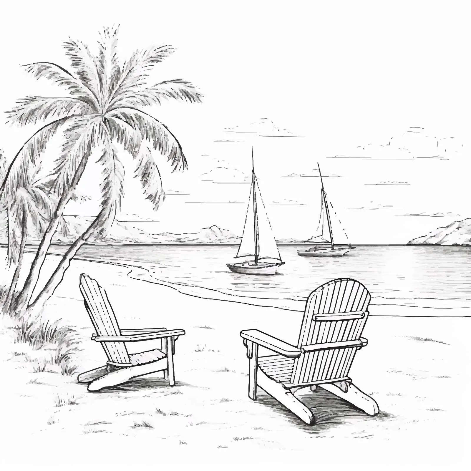 Tropical Resort Seaside Landscape with Deck Chair — free download from Dotvec