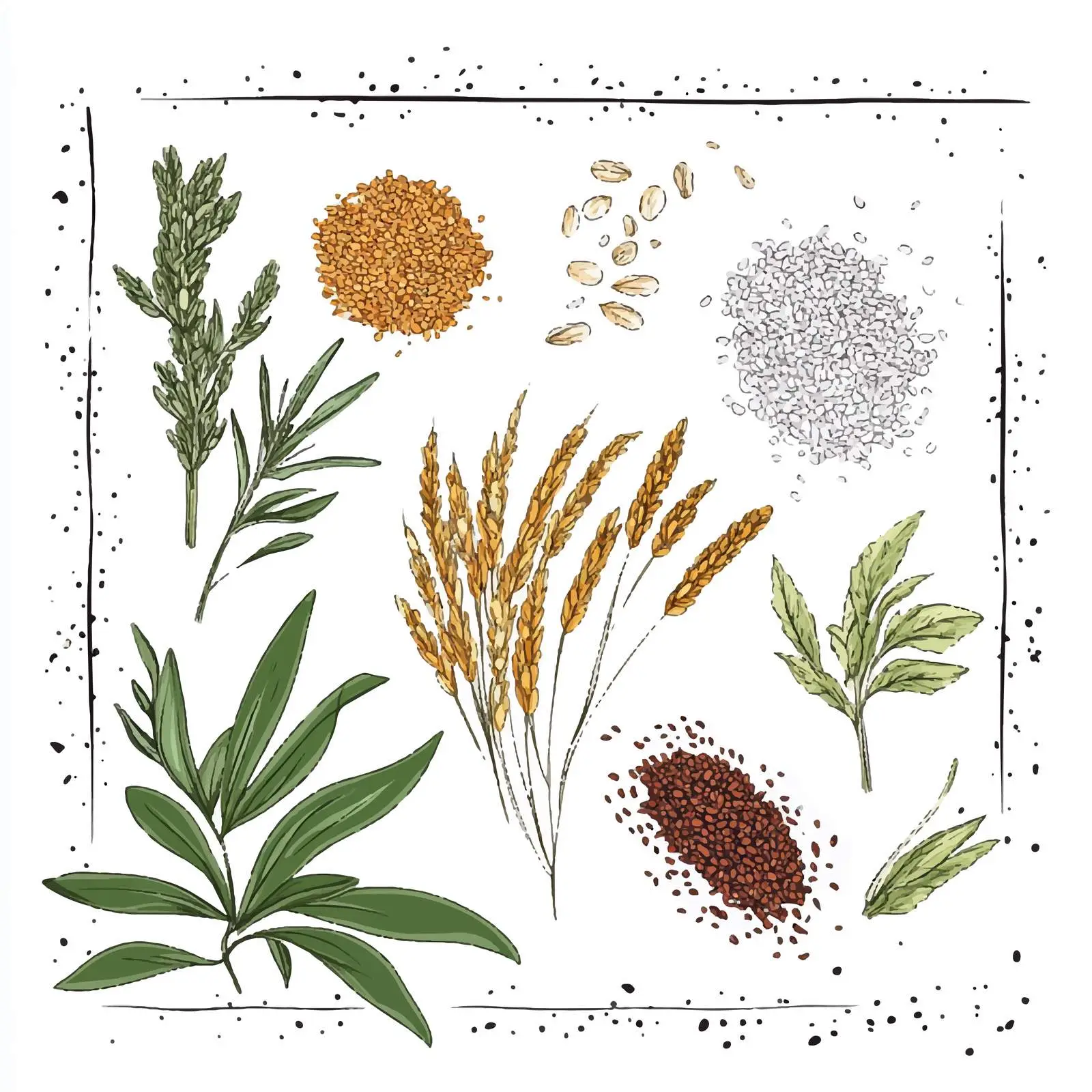 Hand-Drawn Sesame Herbs and Spices Vector — free download from Dotvec