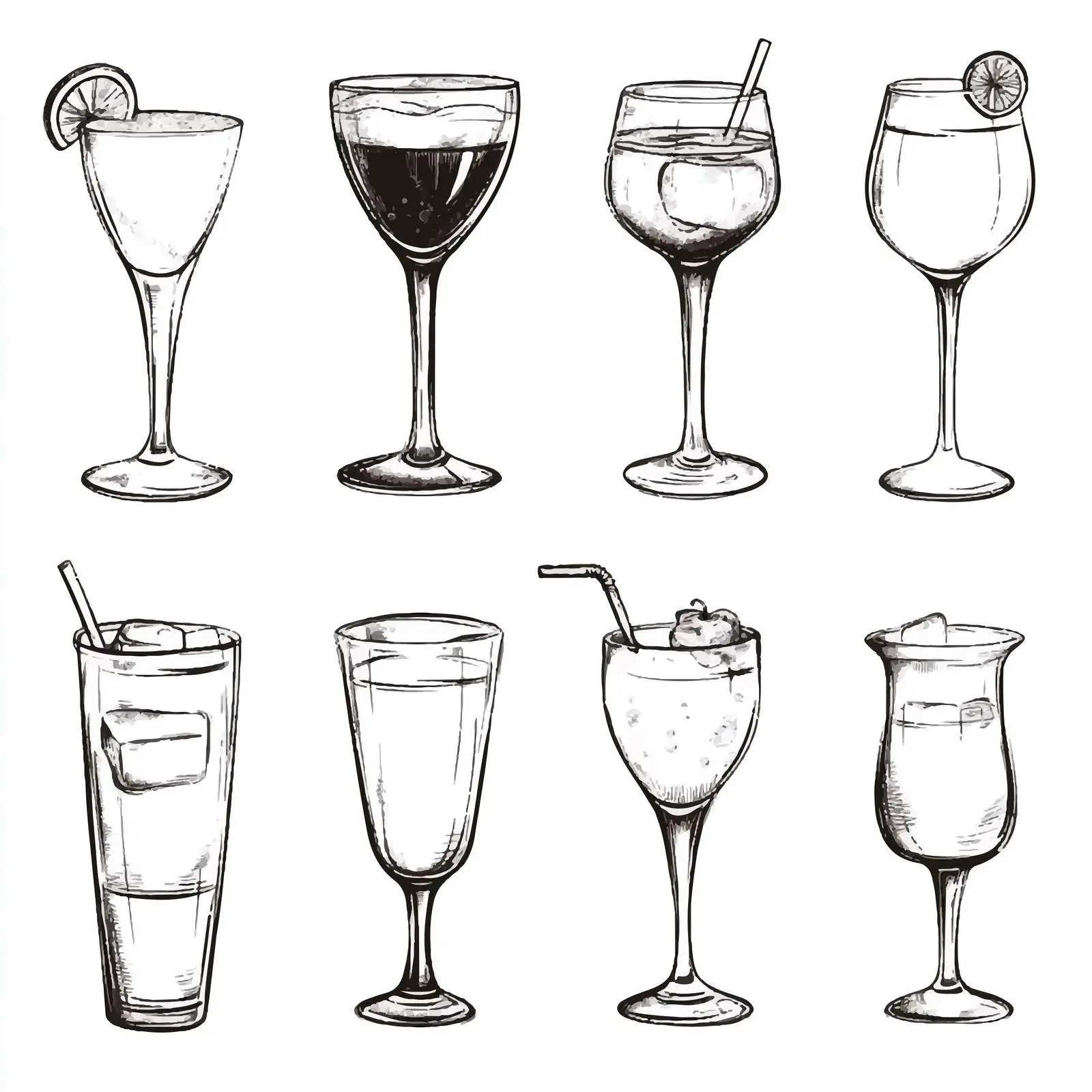 Hand-Drawn Set of Various Drinks — free download from Dotvec