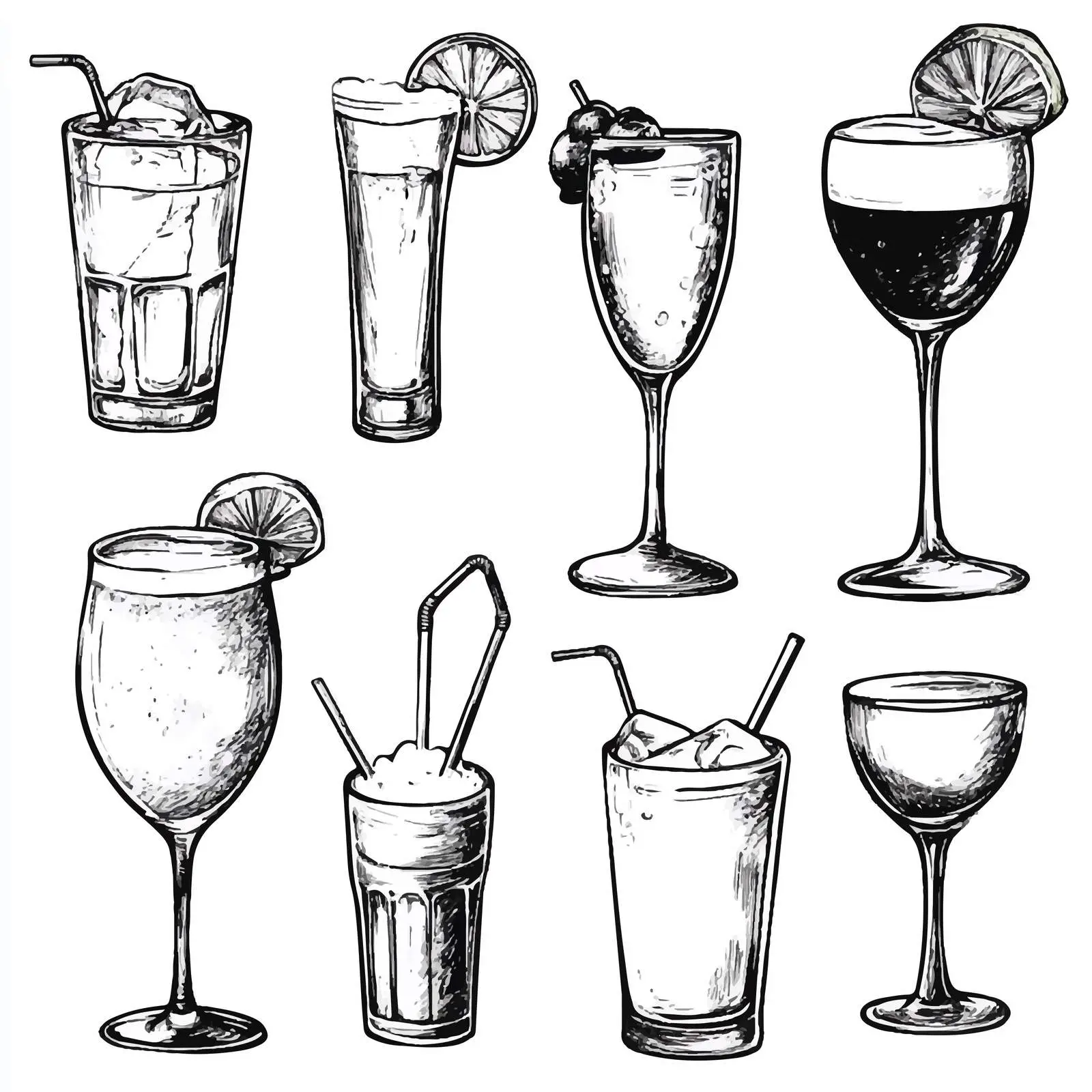 Hand-Drawn Collection of Various Drinks — free download from Dotvec