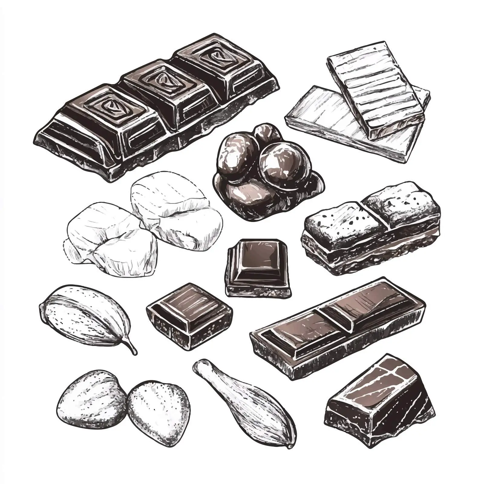 Hand-Drawn Chocolate Varieties in Sketch Style — free download from Dotvec