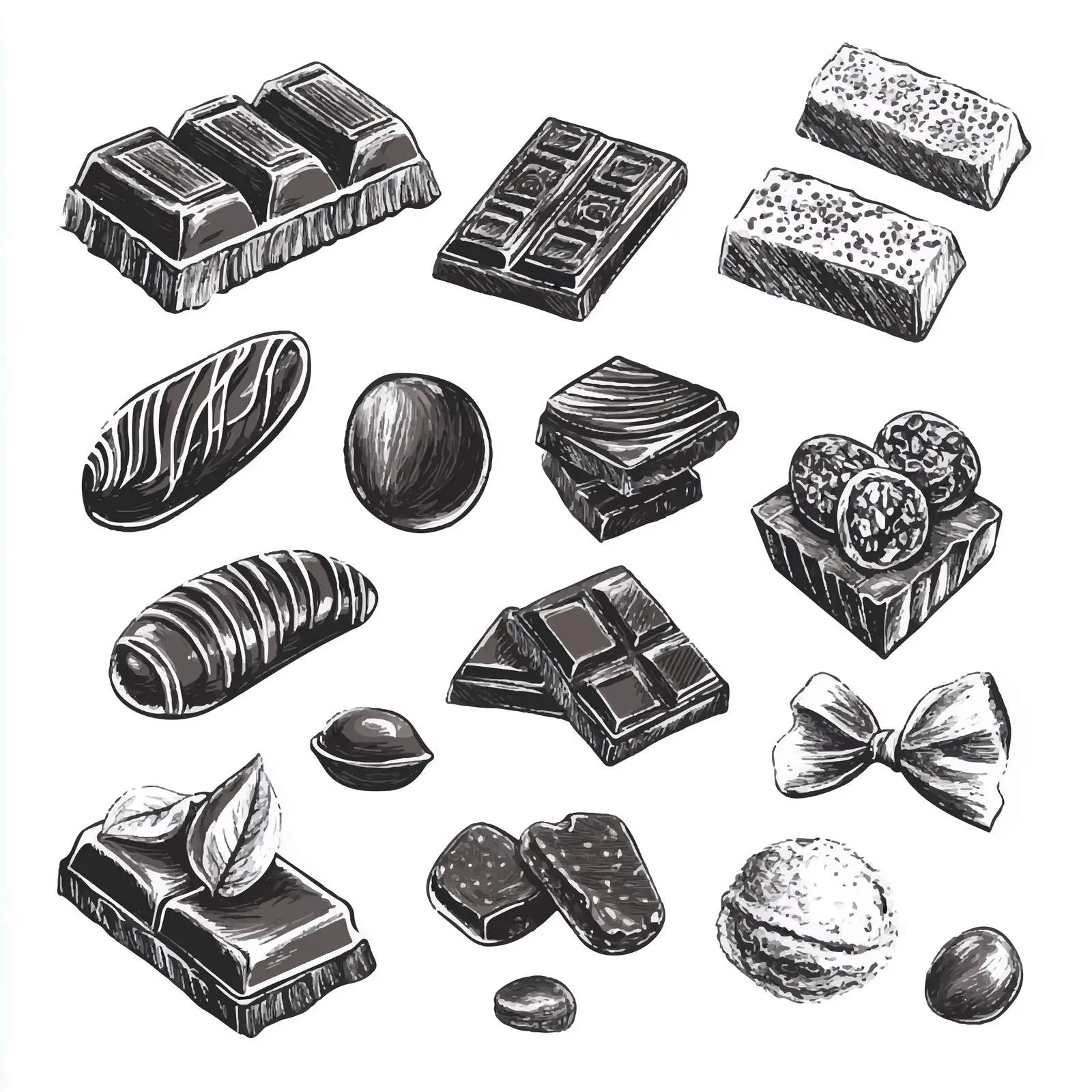 Hand-Drawn Chocolate Varieties Sketch Collection — free download from Dotvec
