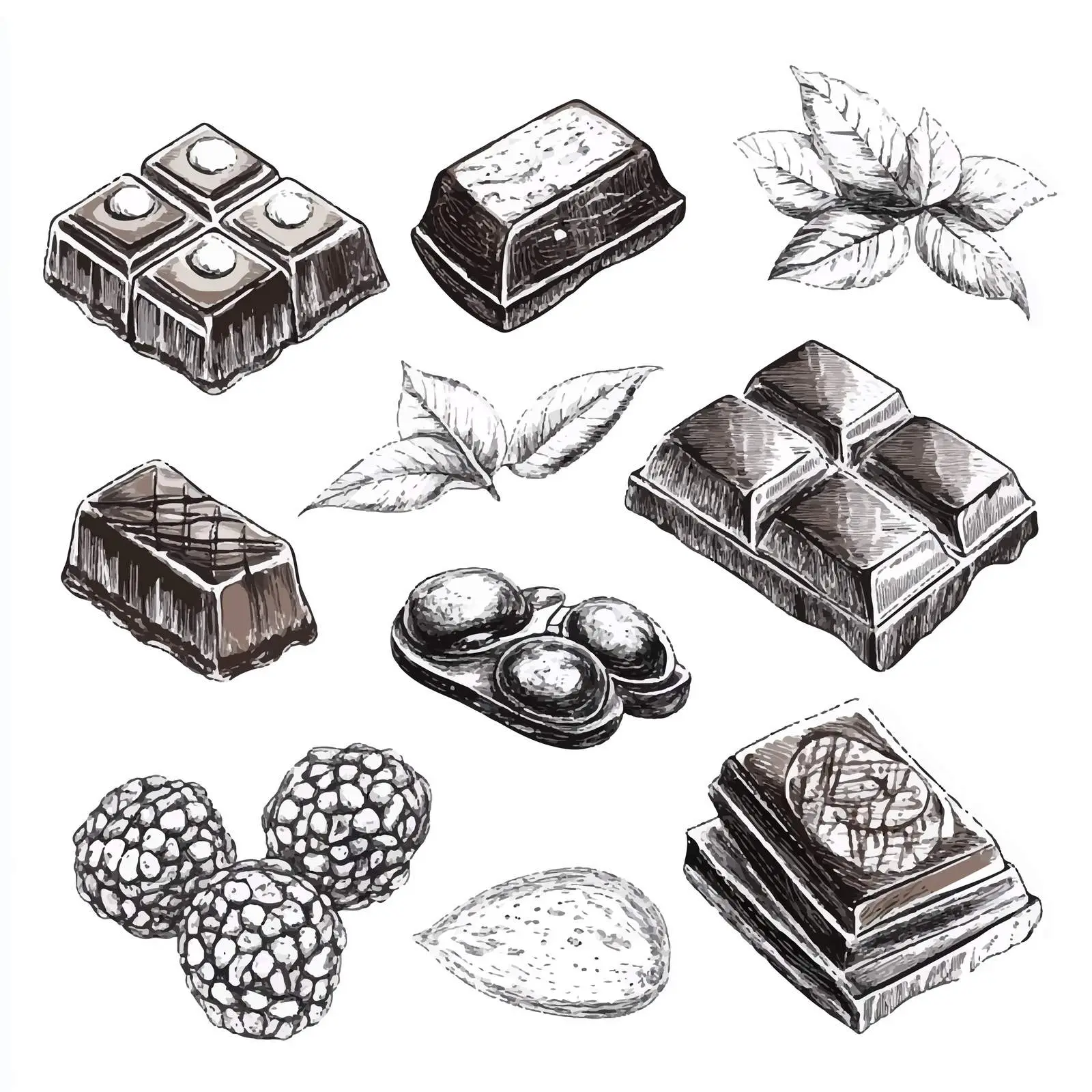 Various Hand-Drawn Chocolate Illustrations — free download from Dotvec