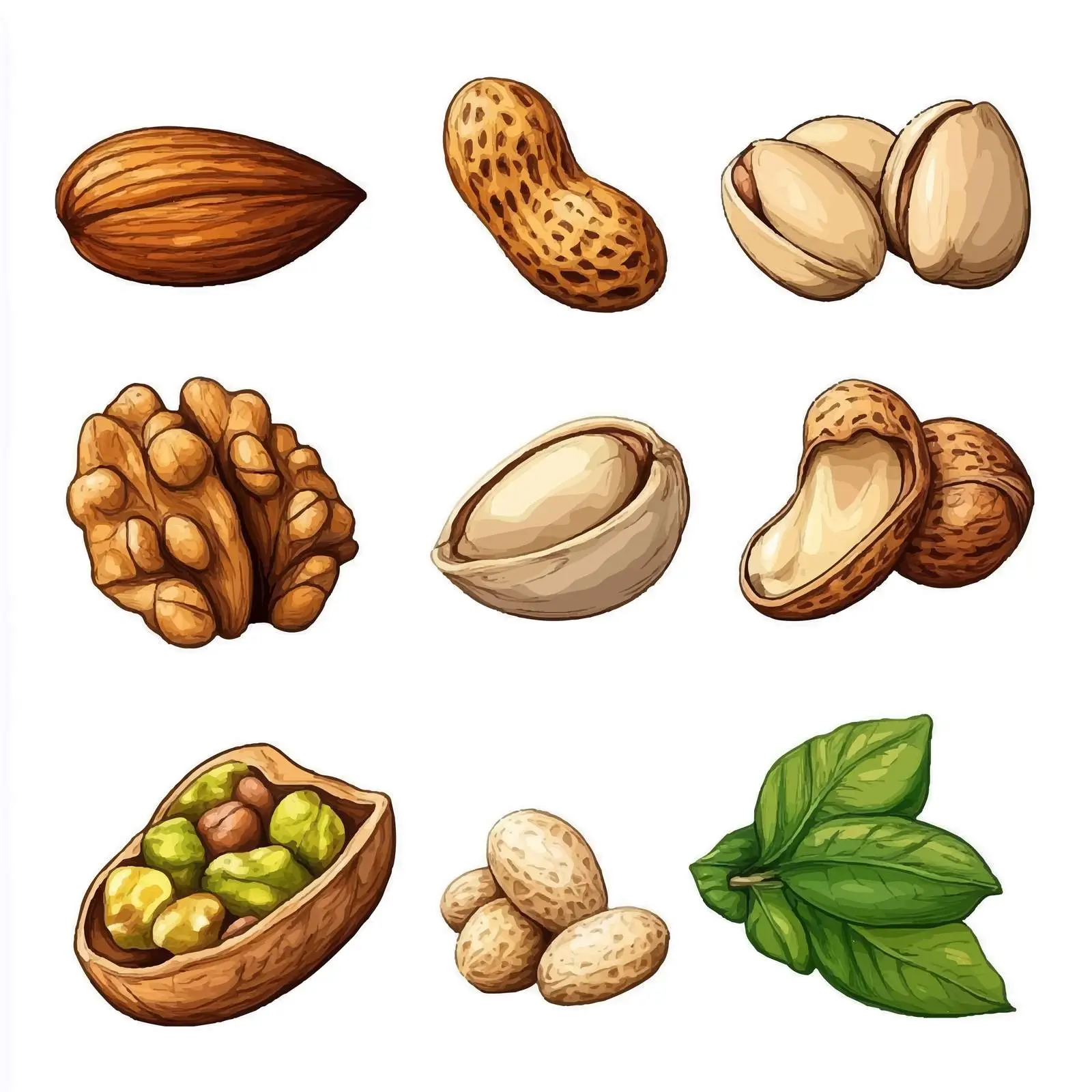 Hand-Drawn Nuts Collection on White Background — free download from Dotvec