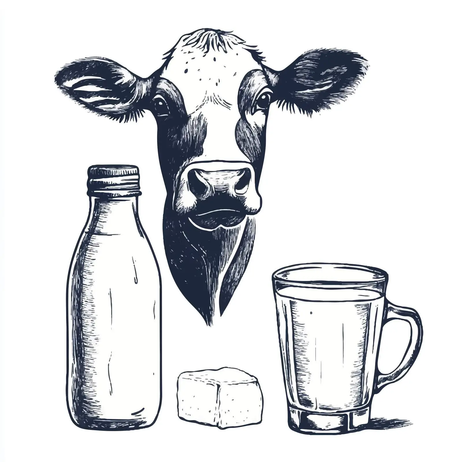 Hand-Drawn Cow and Milk Products Vector Set — free download from Dotvec