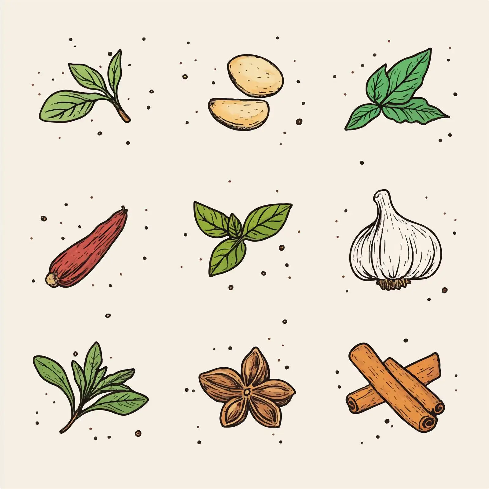 Hand Drawn Herbs and Spices Collection — free download from Dotvec