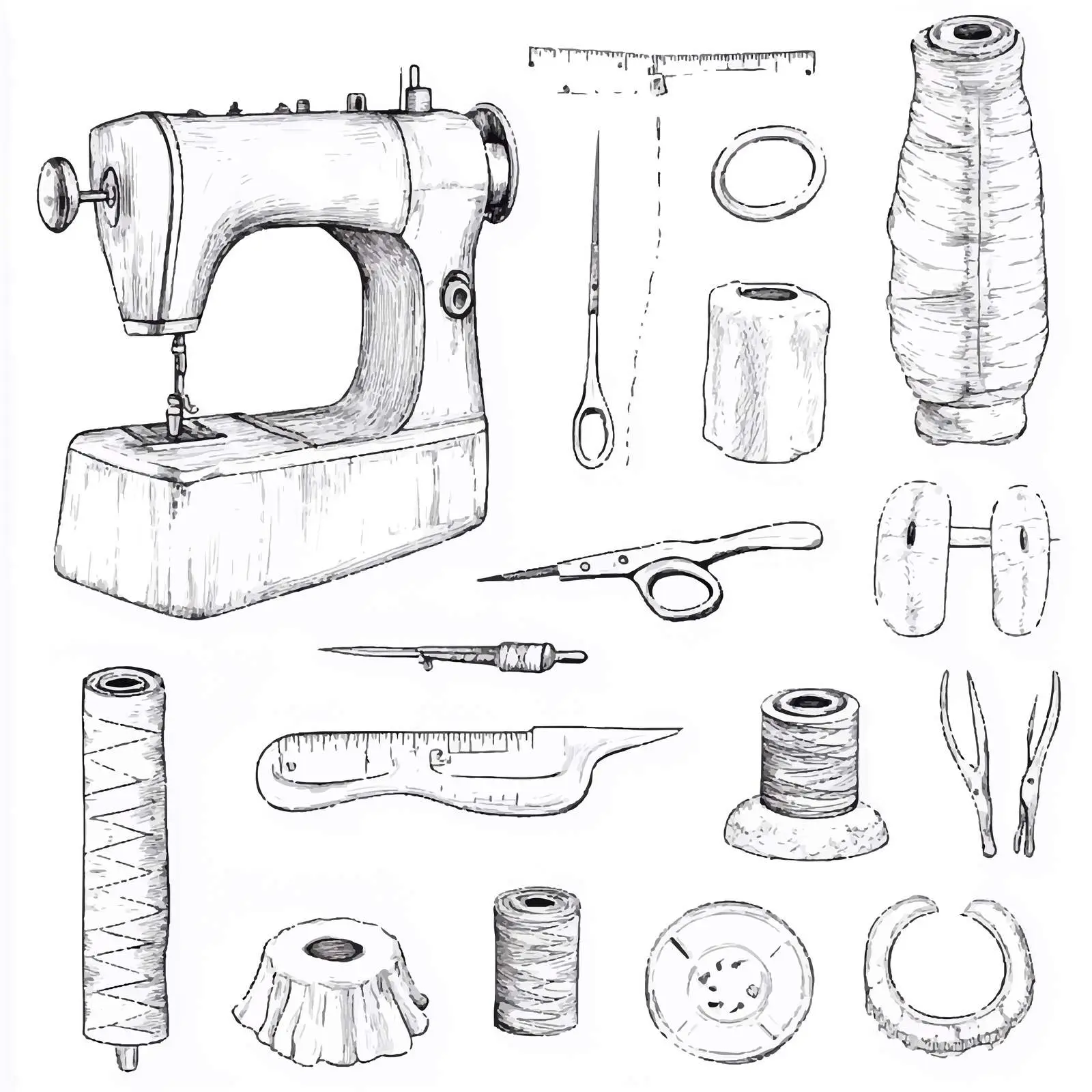 Hand-Drawn Sewing Sketches Collection — free download from Dotvec