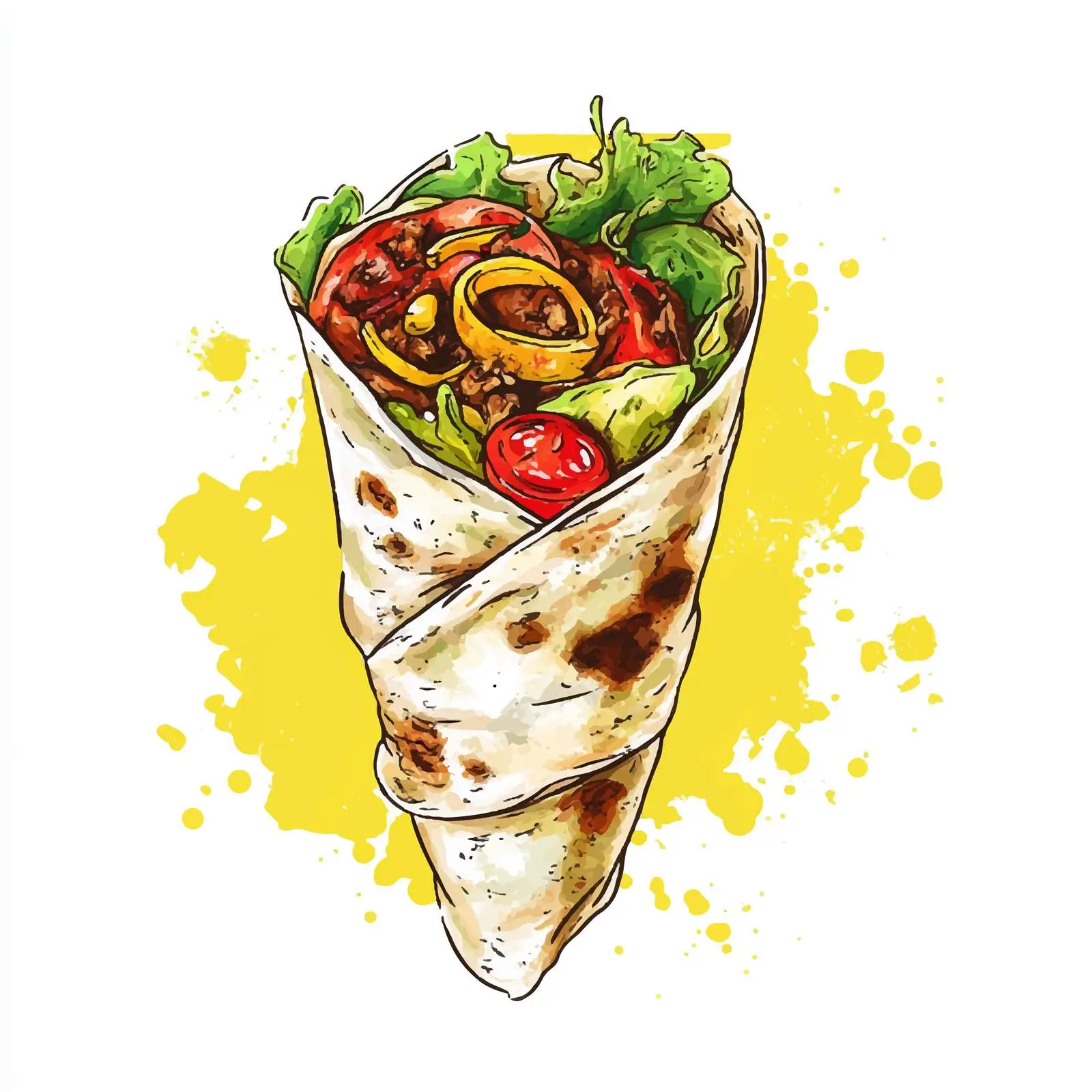 Hand-Drawn Shawarma Illustration on White Background — free download from Dotvec