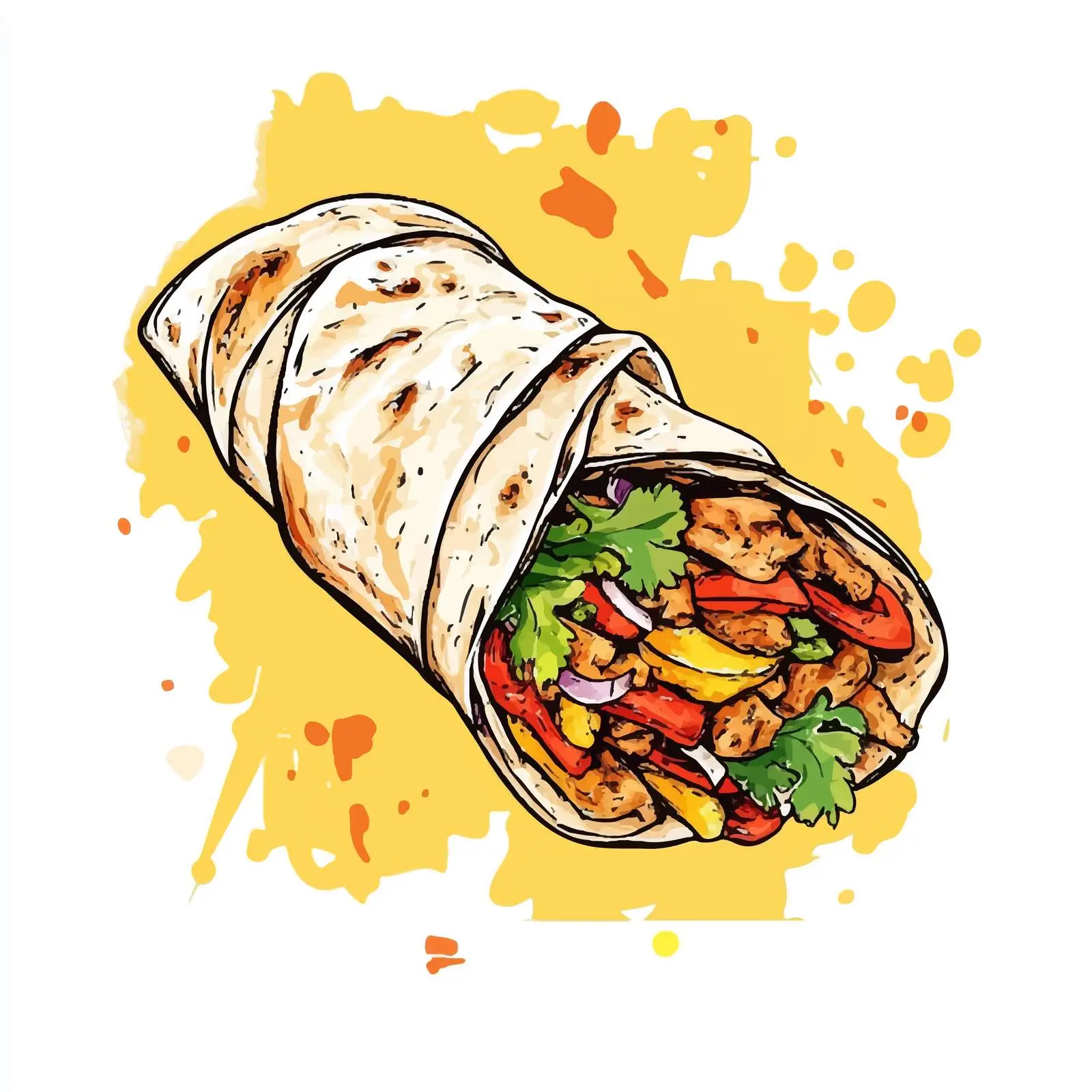Hand-Drawn Shawarma on White Background — free download from Dotvec