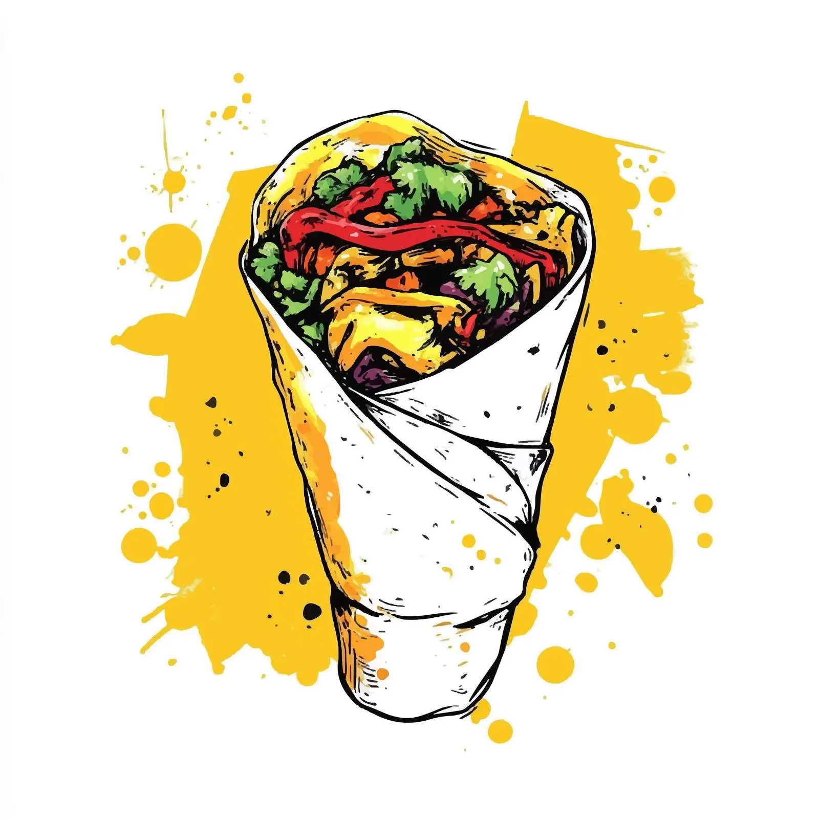 Hand-Drawn Shawarma on White Background — free download from Dotvec